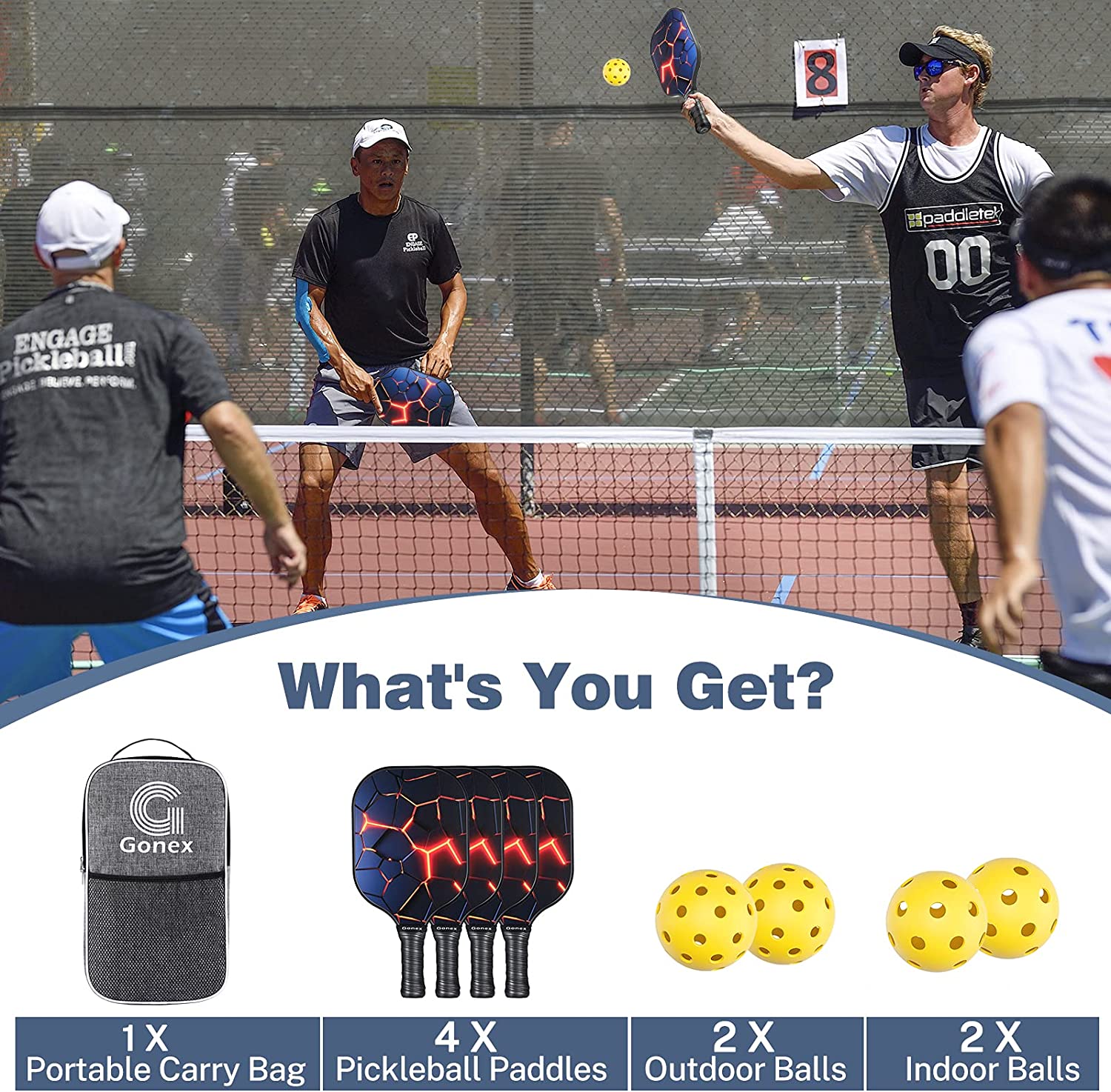 gonex-pickleball-paddles-set-of-4-usapa-approved-graphite-carbon-fiber-paddles-w image 6