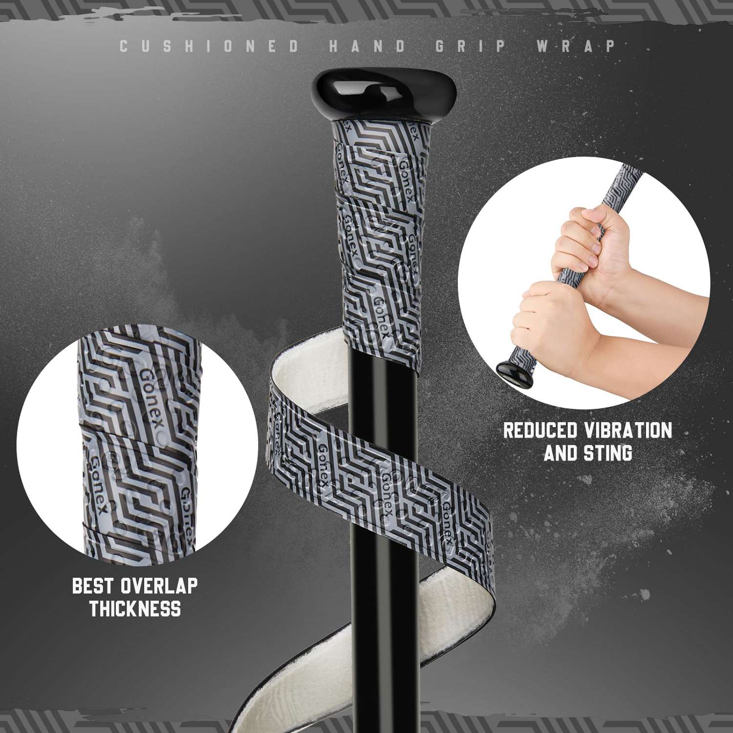 gonex-baseball-bat-grip-tape-black-silver-geometric-zigzag-non-slip-wrap-40-1-ro image 6