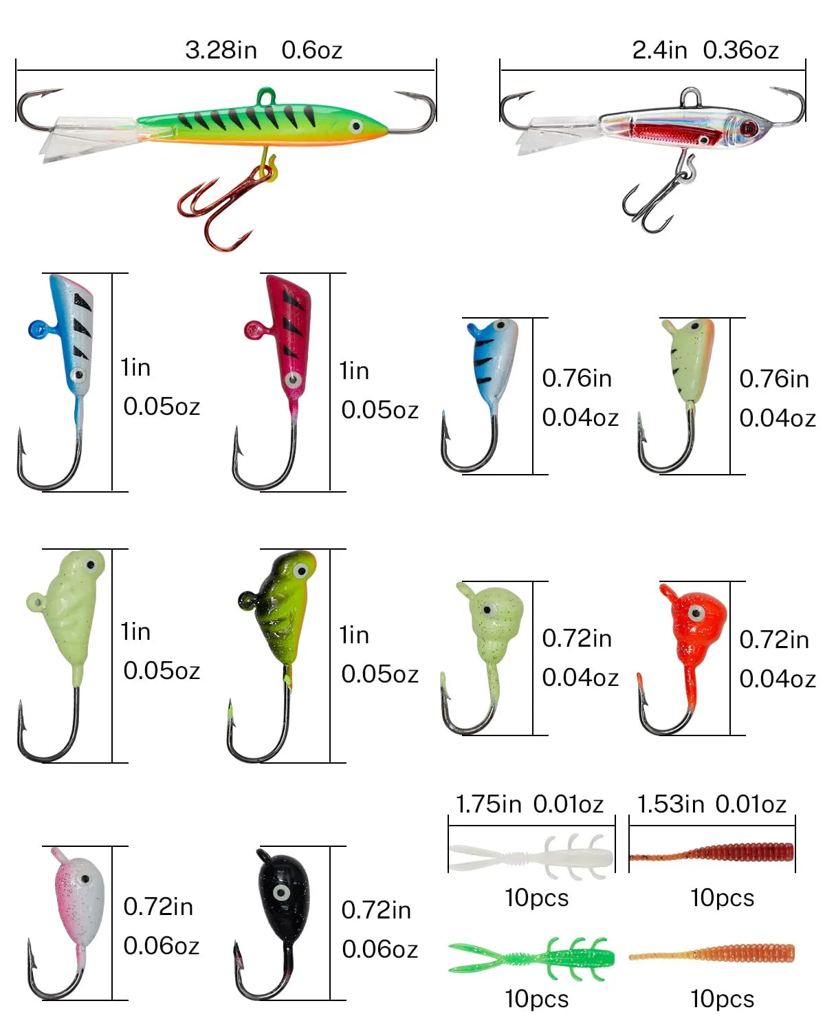 gonex-ice-fishing-rod-and-reel-combo-medium-light-spinning-rod-with-52-glow-jigs image 3