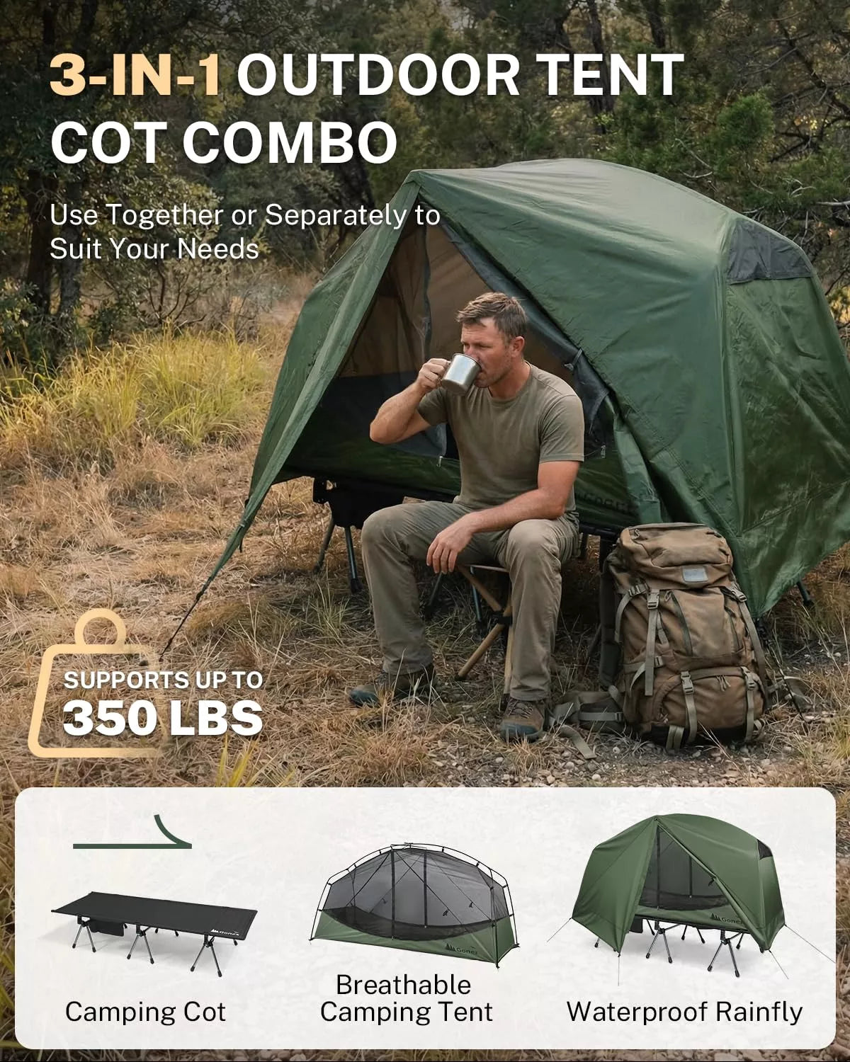 gonex-1-person-off-ground-folding-camping-cot-combo-extra-wide-31-5-bed-with-2-h image 4