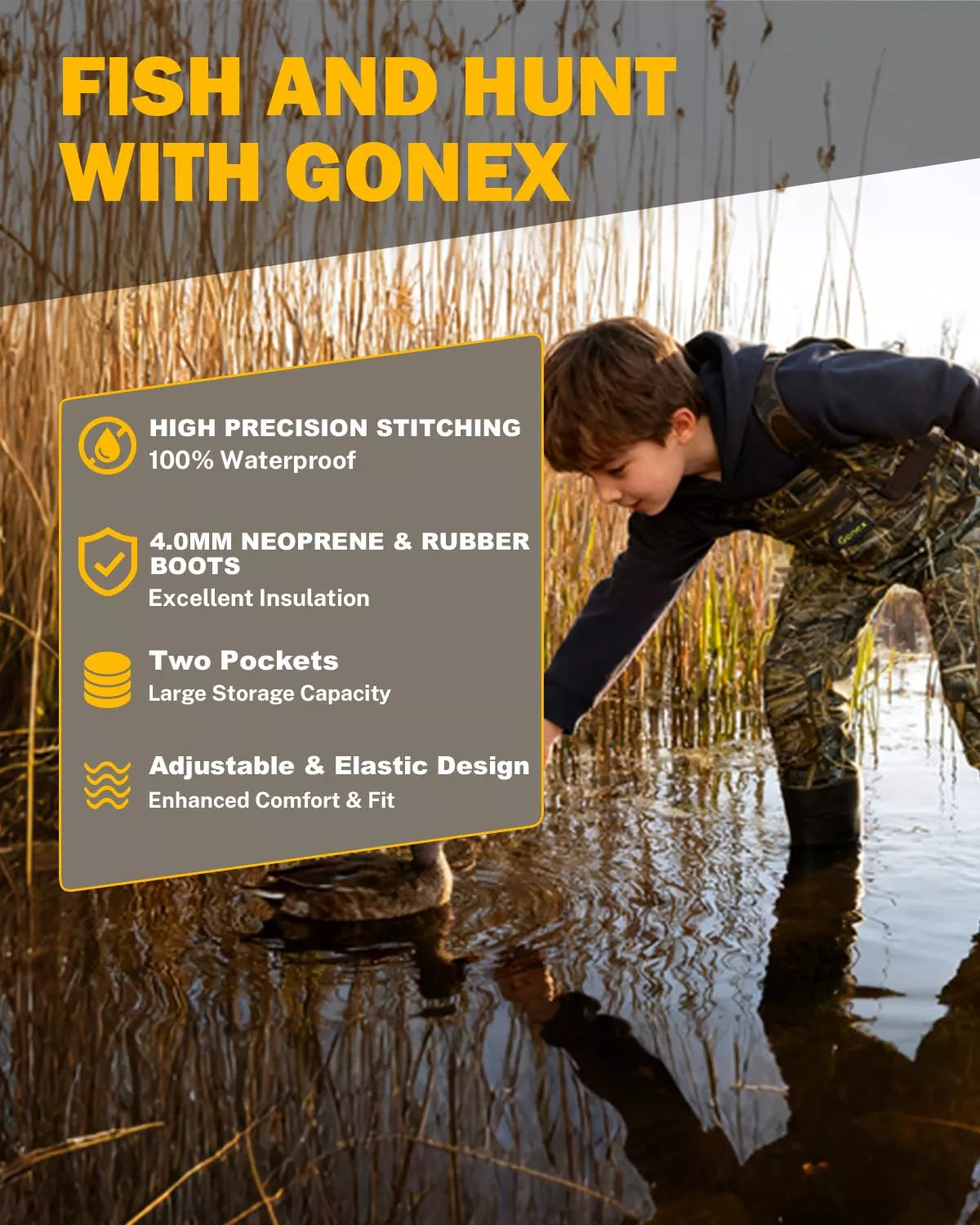 gonex-kids-neoprene-chest-waders-with-boots-4mm-insulated-waterproof-fishing-wad image 6