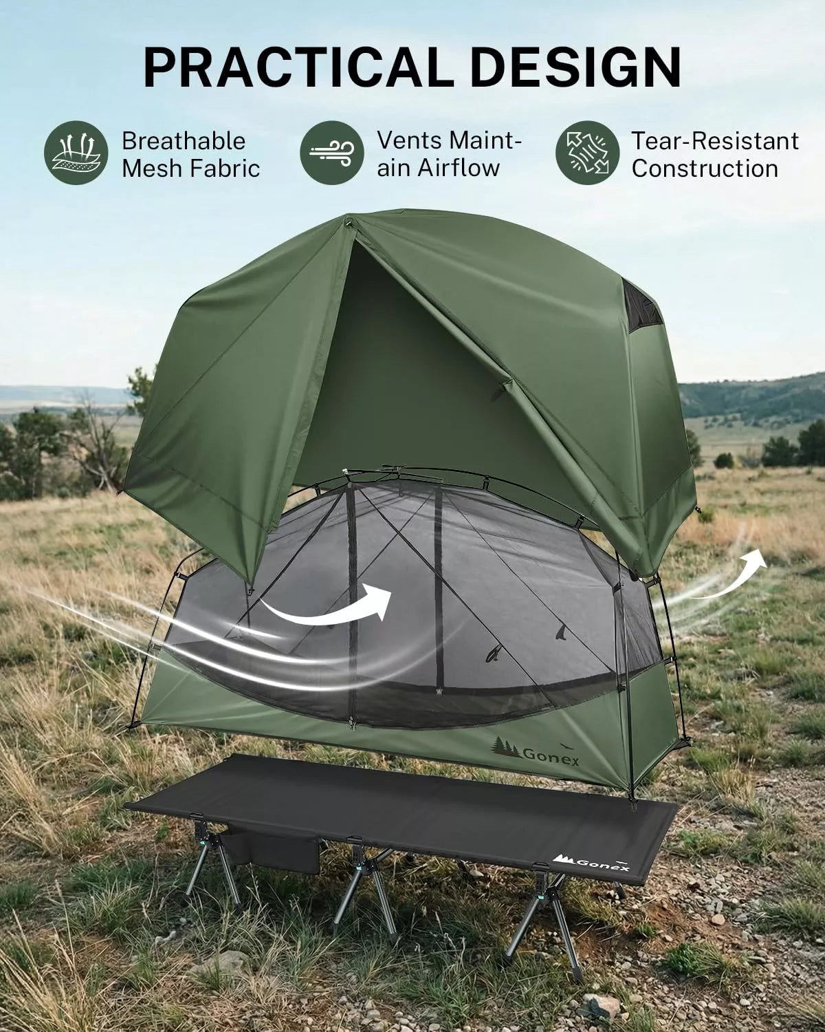 gonex-1-person-off-ground-folding-camping-cot-combo-extra-wide-31-5-bed-with-2-h image 6
