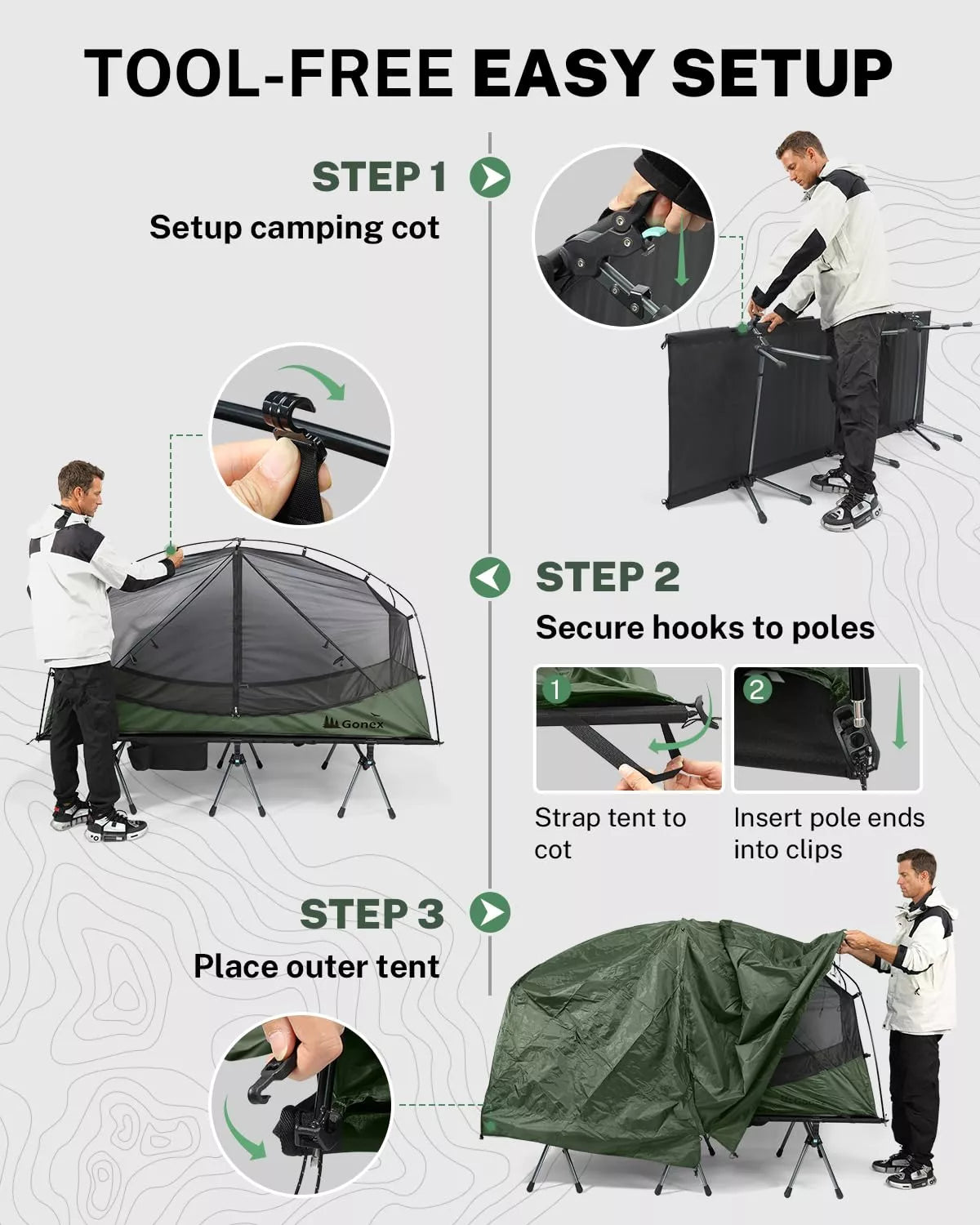 gonex-1-person-off-ground-folding-camping-cot-combo-extra-wide-31-5-bed-with-2-h image 7
