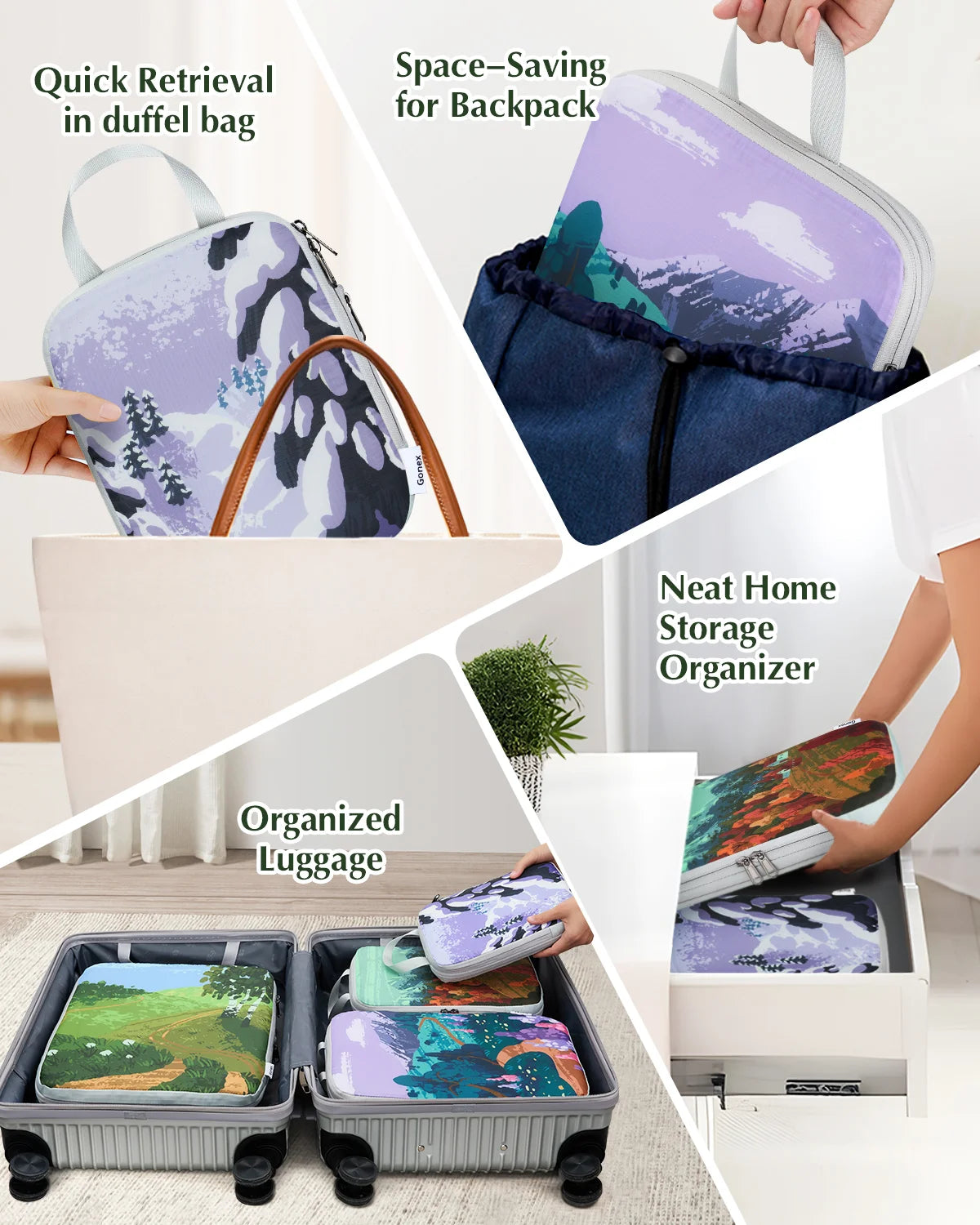 gonex-oil-painting-compression-packing-cubes-space-saving-zipper-set-water-repel image 3