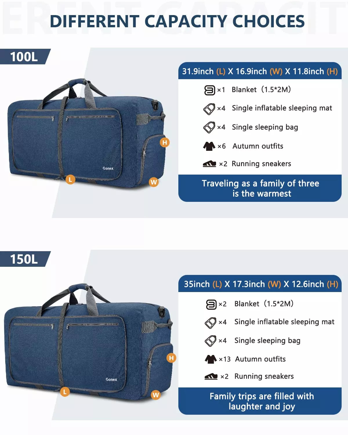 gonex-150l-foldable-travel-duffle-bag-lightweight-600d-polyester-extra-large-che image 3