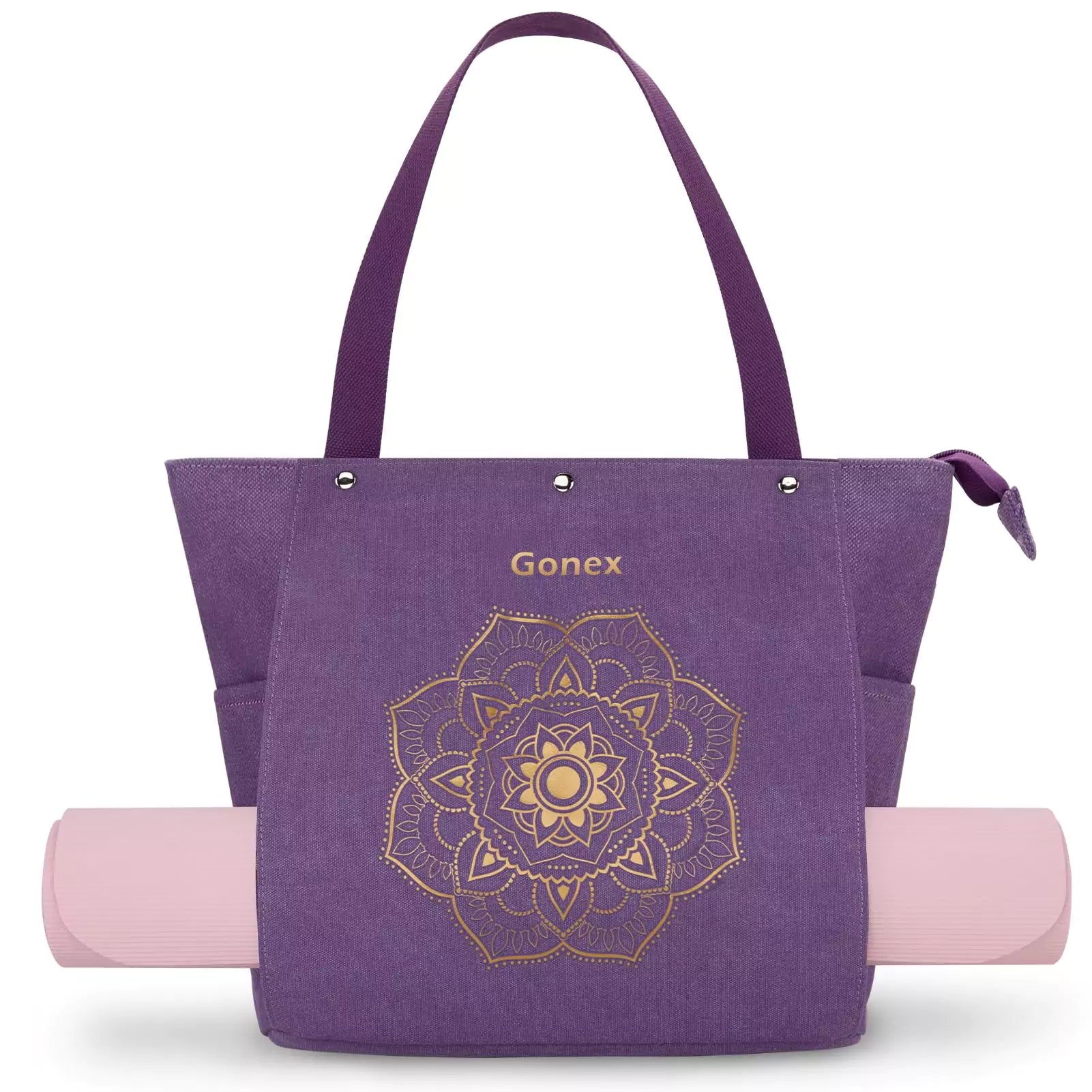 gonex-canvas-yoga-mat-bag-large-unfold-flat-tote-with-multiple-pockets-fits-stan image 2