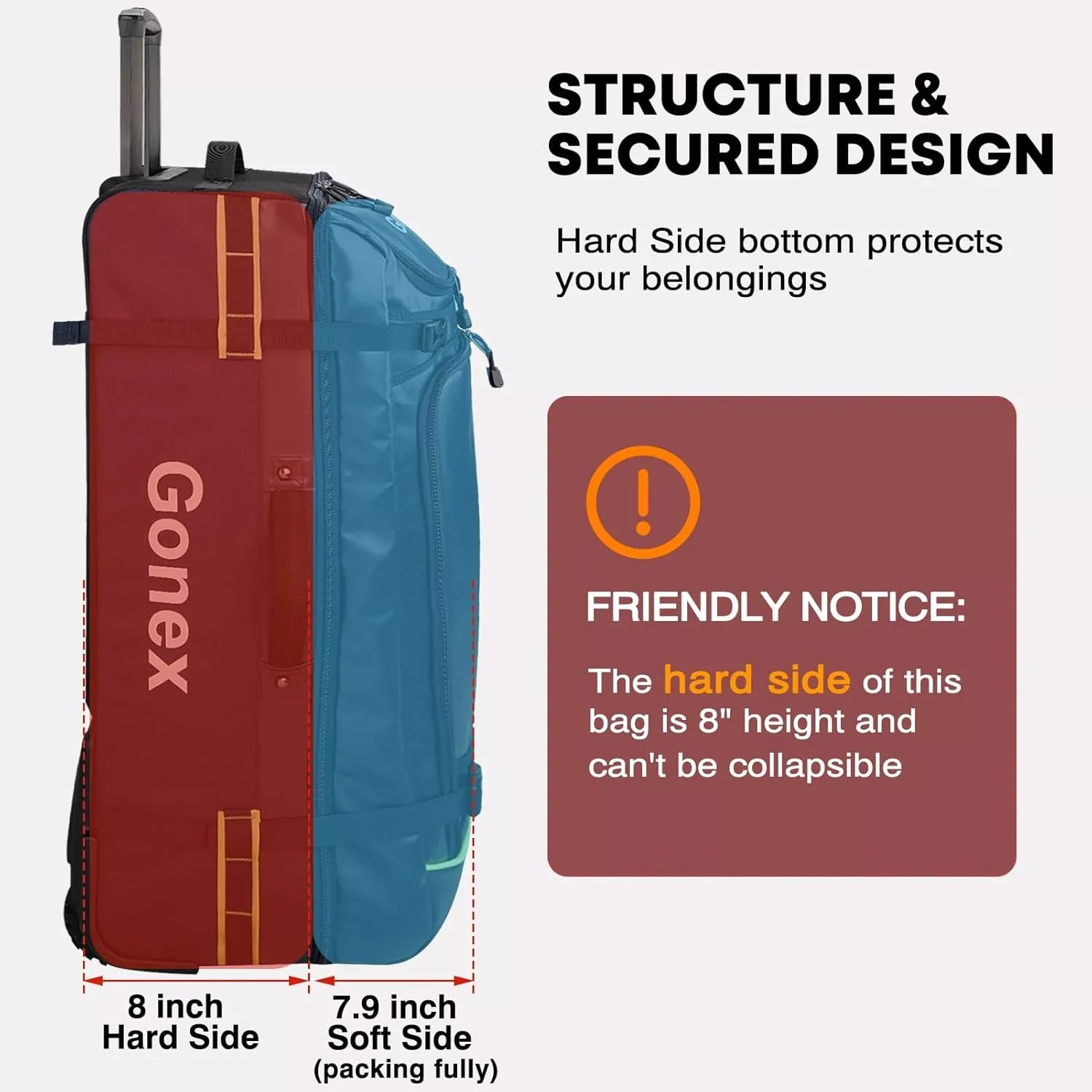 gonex-33-inch-rolling-duffle-bag-with-wheels-1200d-waterproof-pvc-ykk-zippers-te image 7