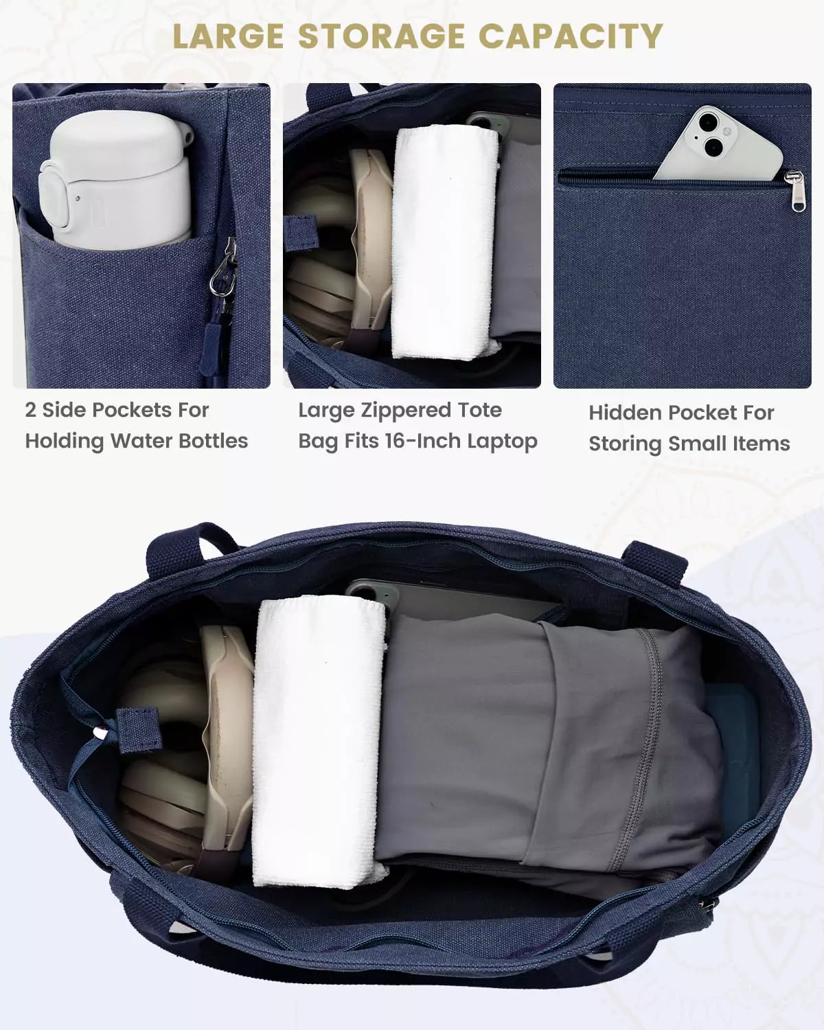 gonex-large-yoga-mat-bag-with-full-zipper-dedicated-mat-compartment-tote-for-6mm image 3