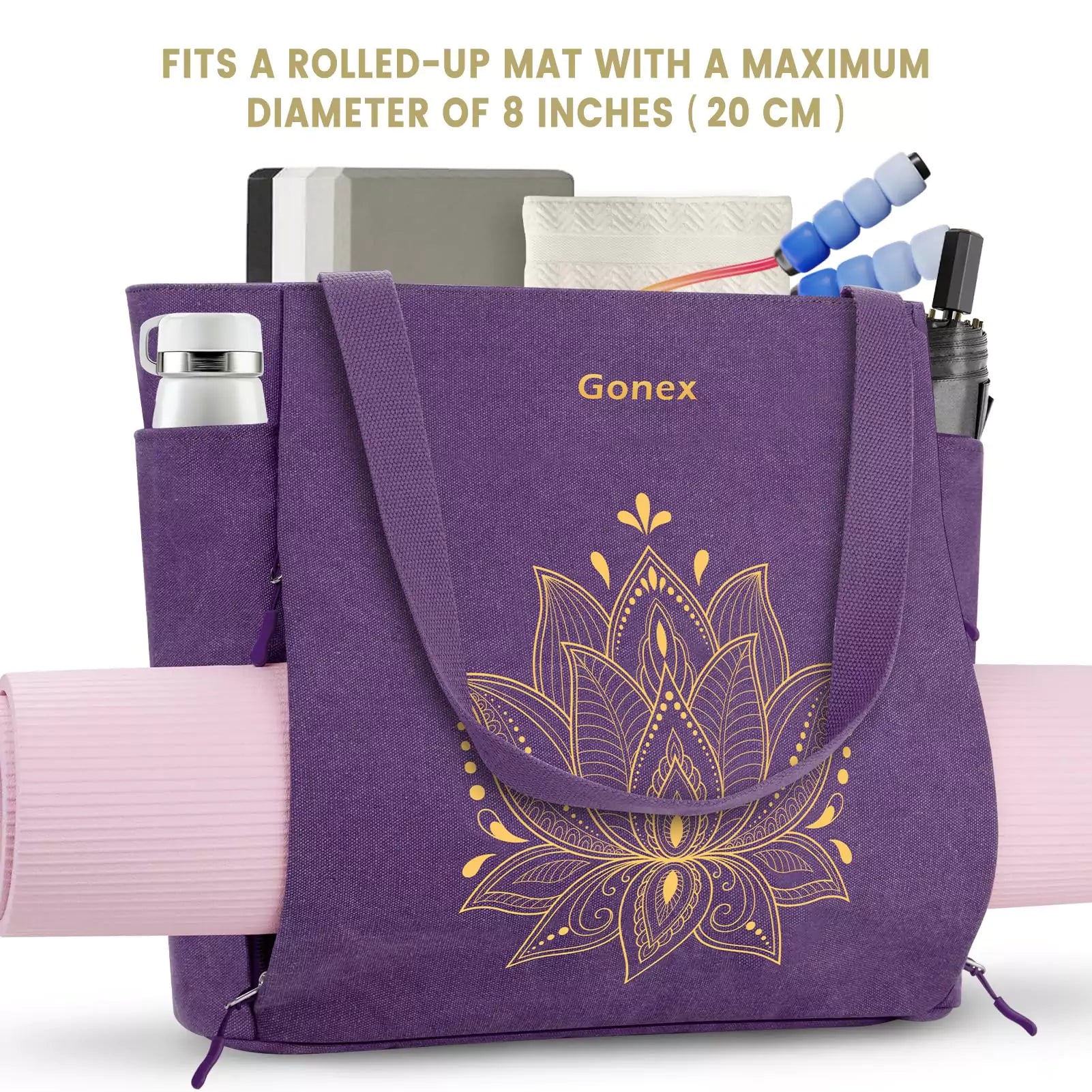 gonex-large-yoga-mat-bag-with-full-zipper-dedicated-mat-compartment-tote-for-6mm image 8