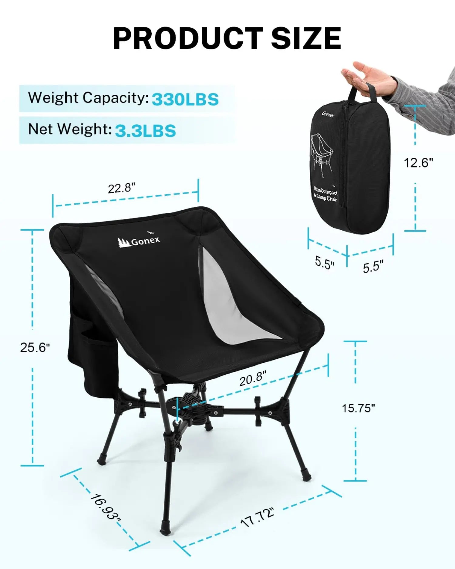 gonex-portable-camping-chair-x-frame-foldable-chair-330-lb-capacity-3-3-lbs image 2