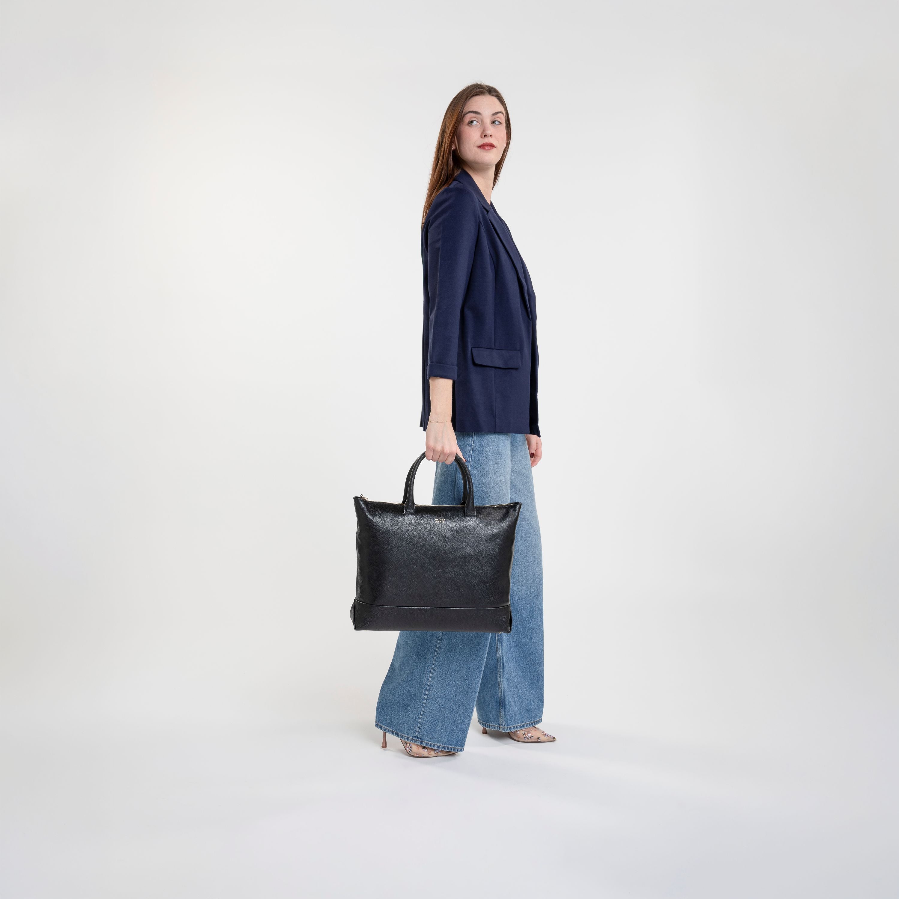 delsey-the-leather-collection-zippered-leather-tote-bag-100-genuine-leather-work image 8