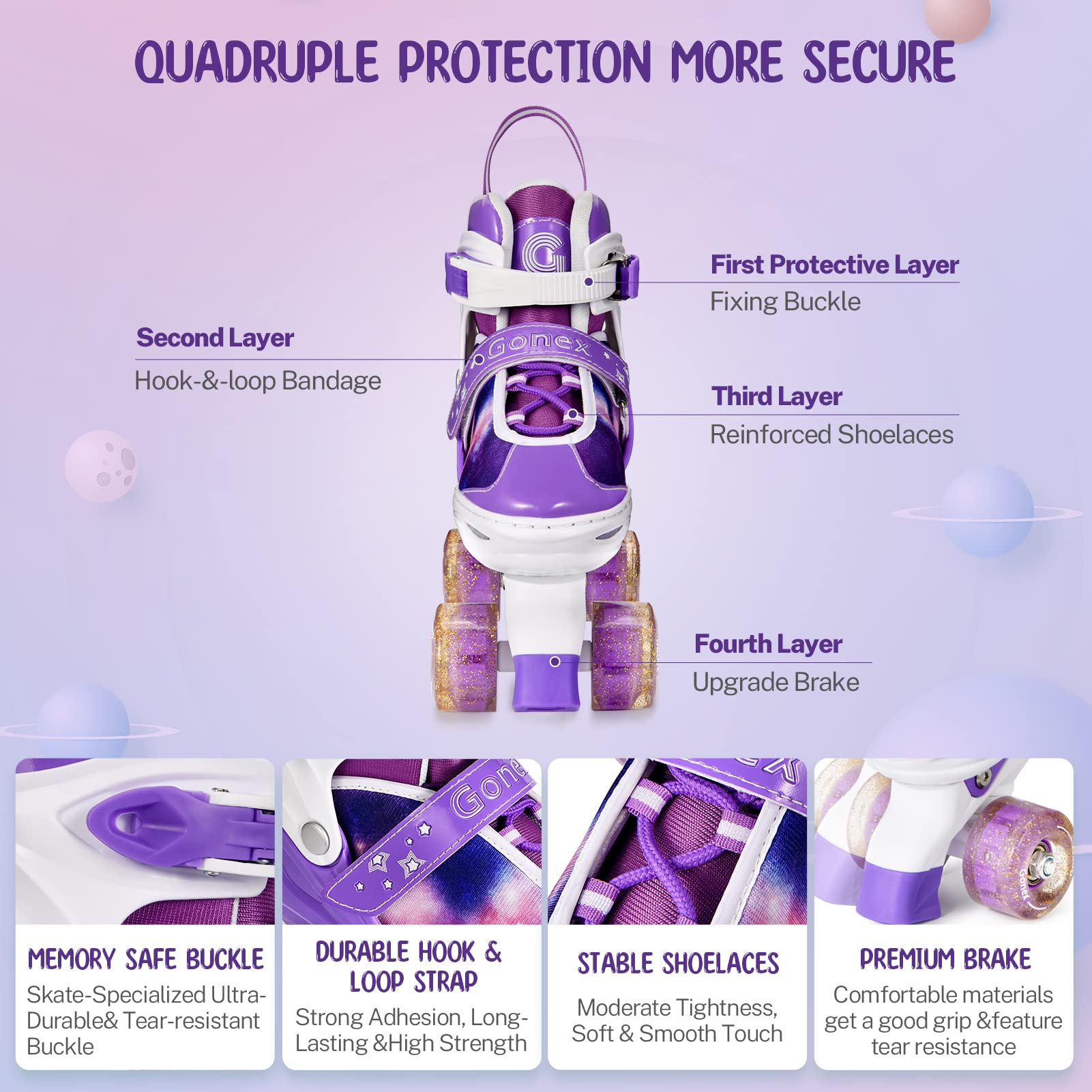 gonex-adjustable-kids-roller-skates-light-up-led-wheels-push-button-size-s-m-l image 2