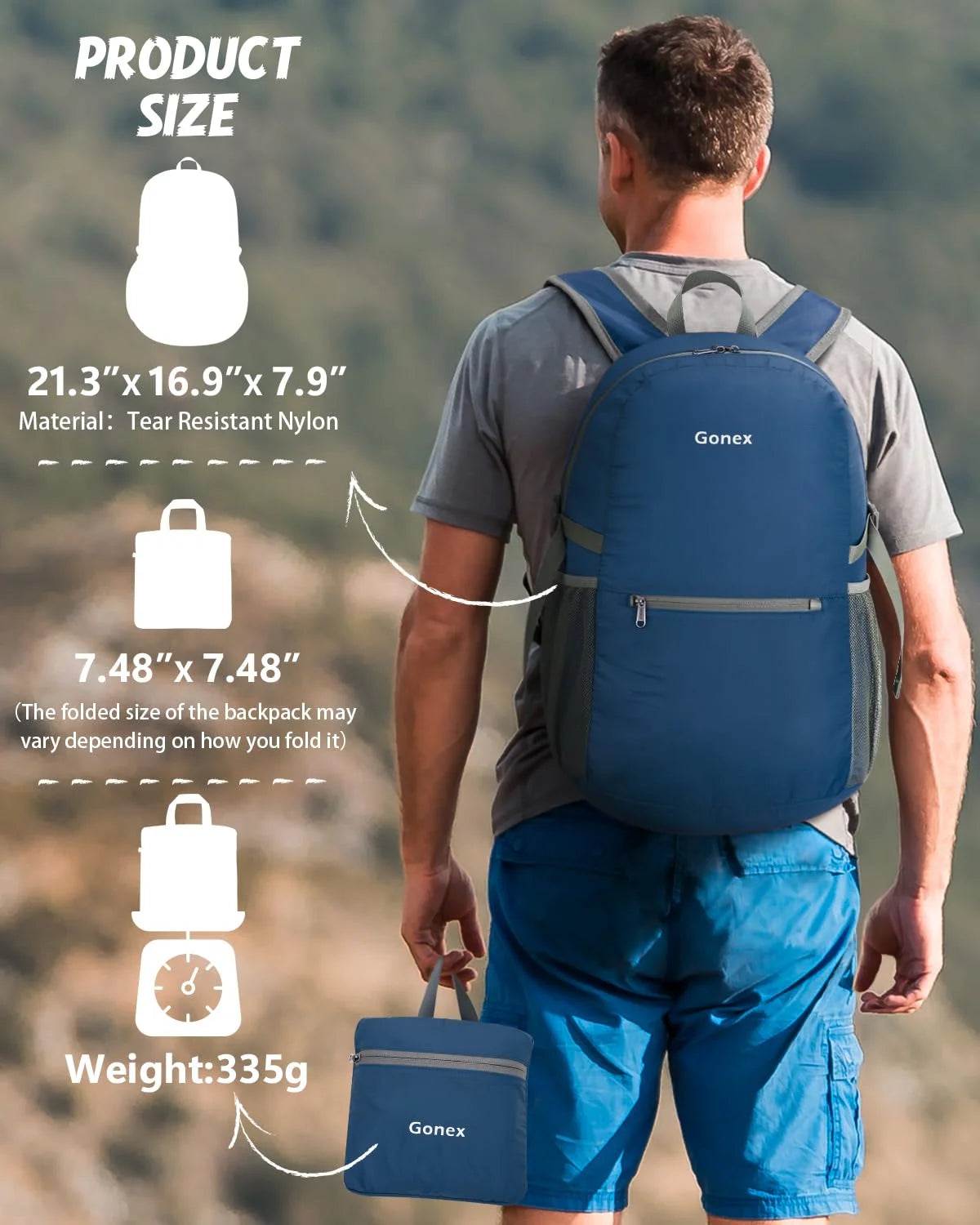 gonex-30l-lightweight-packable-backpack-ultra-light-foldable-daypack-dark-blue-3 image 7