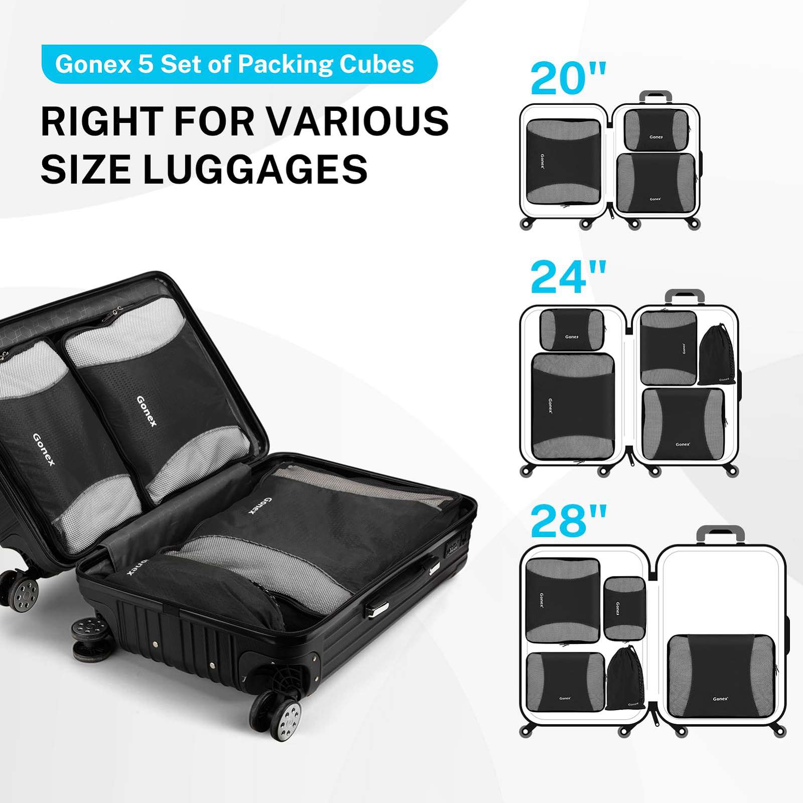 gonex-5-piece-packing-cube-set-multi-size-luggage-organizers-for-20-24-28-suitca image 7