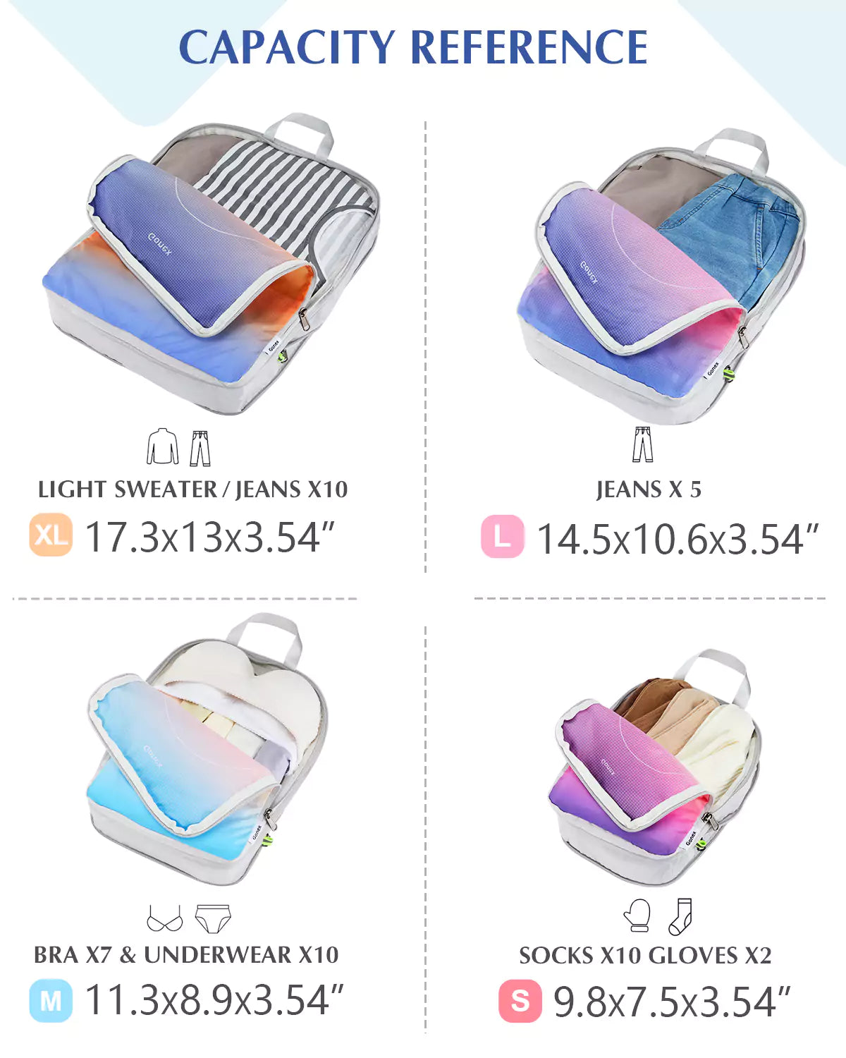 gonex-sunset-gradient-compression-packing-cubes-dual-zipper-space-saving-travel- image 4