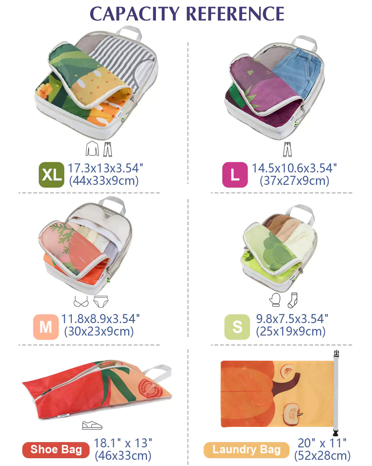 gonex-stylish-veggie-compression-packing-cubes-set-playful-print-double-zipper-o image 4