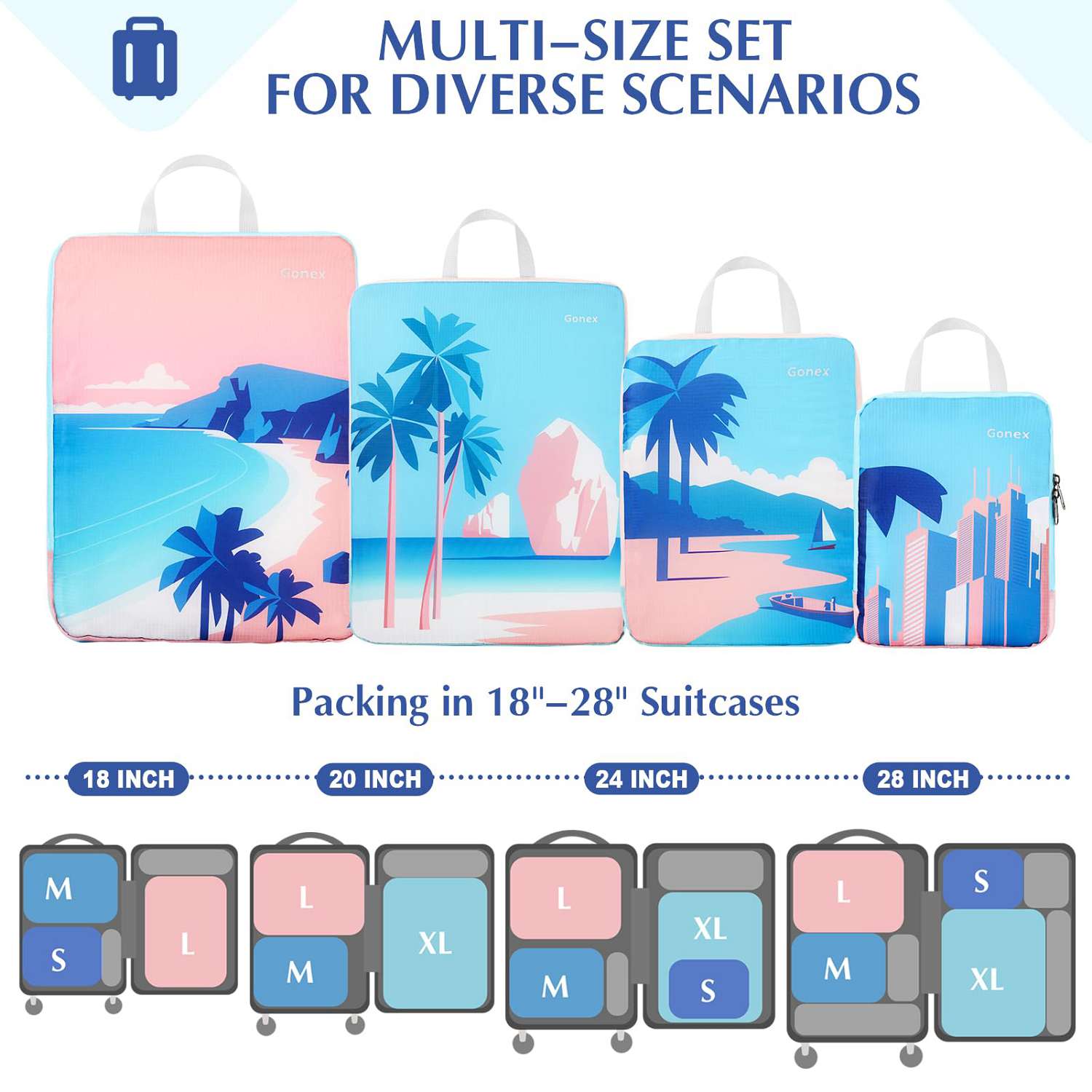 gonex-beach-compression-packing-cubes-4-piece-water-repellent-space-saving-organ image 3