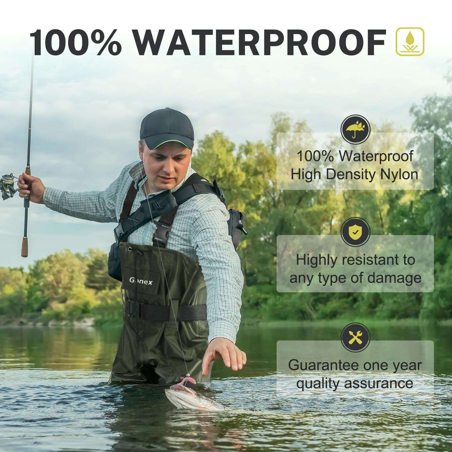 gonex-chest-waders-sizes-9-14-lightweight-70d-nylon-pvc-waterproof-fishing-wader image 5