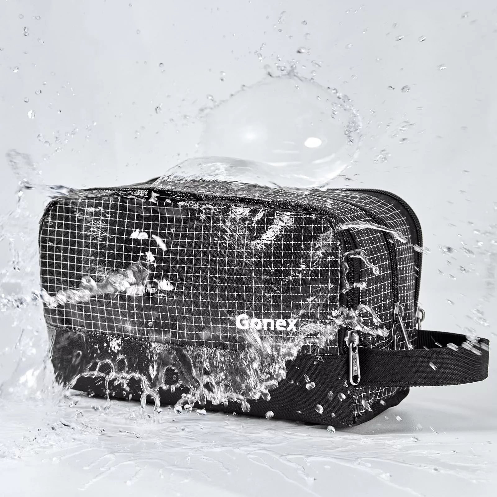 gonex-checkered-travel-toiletry-bag-water-resistant-nylon-dopp-kit-with-breathab image 2