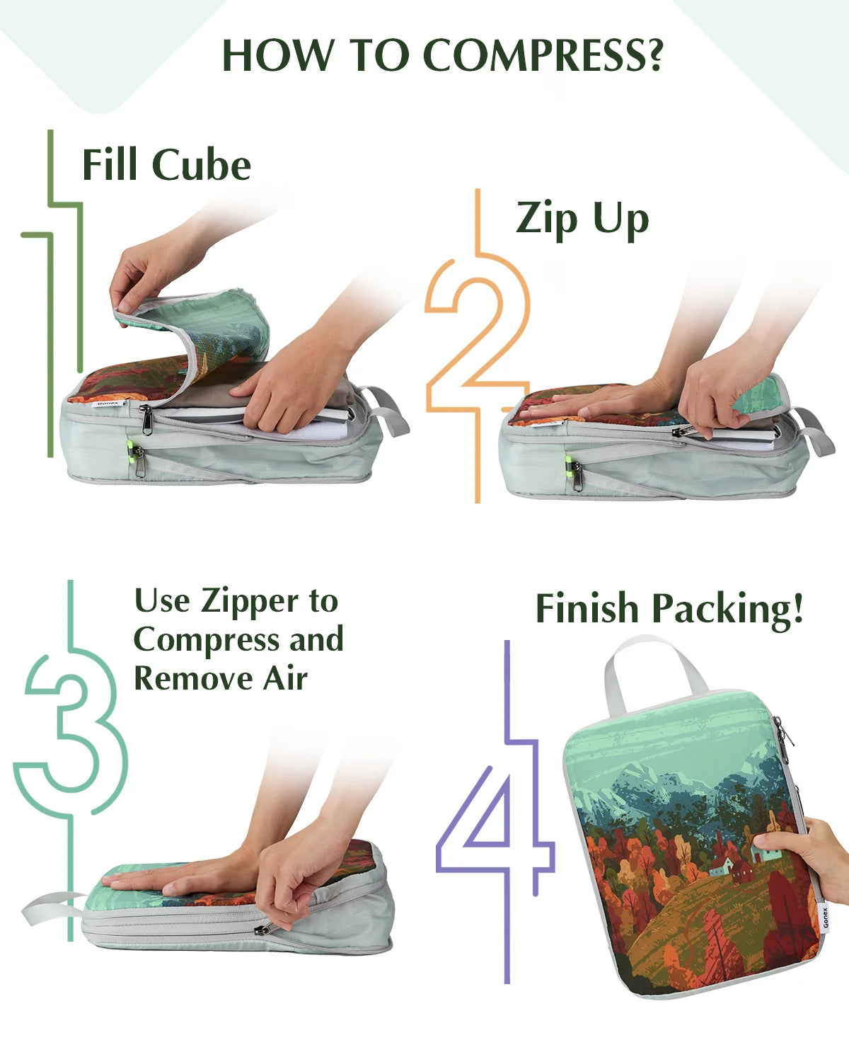 gonex-oil-painting-compression-packing-cubes-space-saving-zipper-set-water-repel image 8