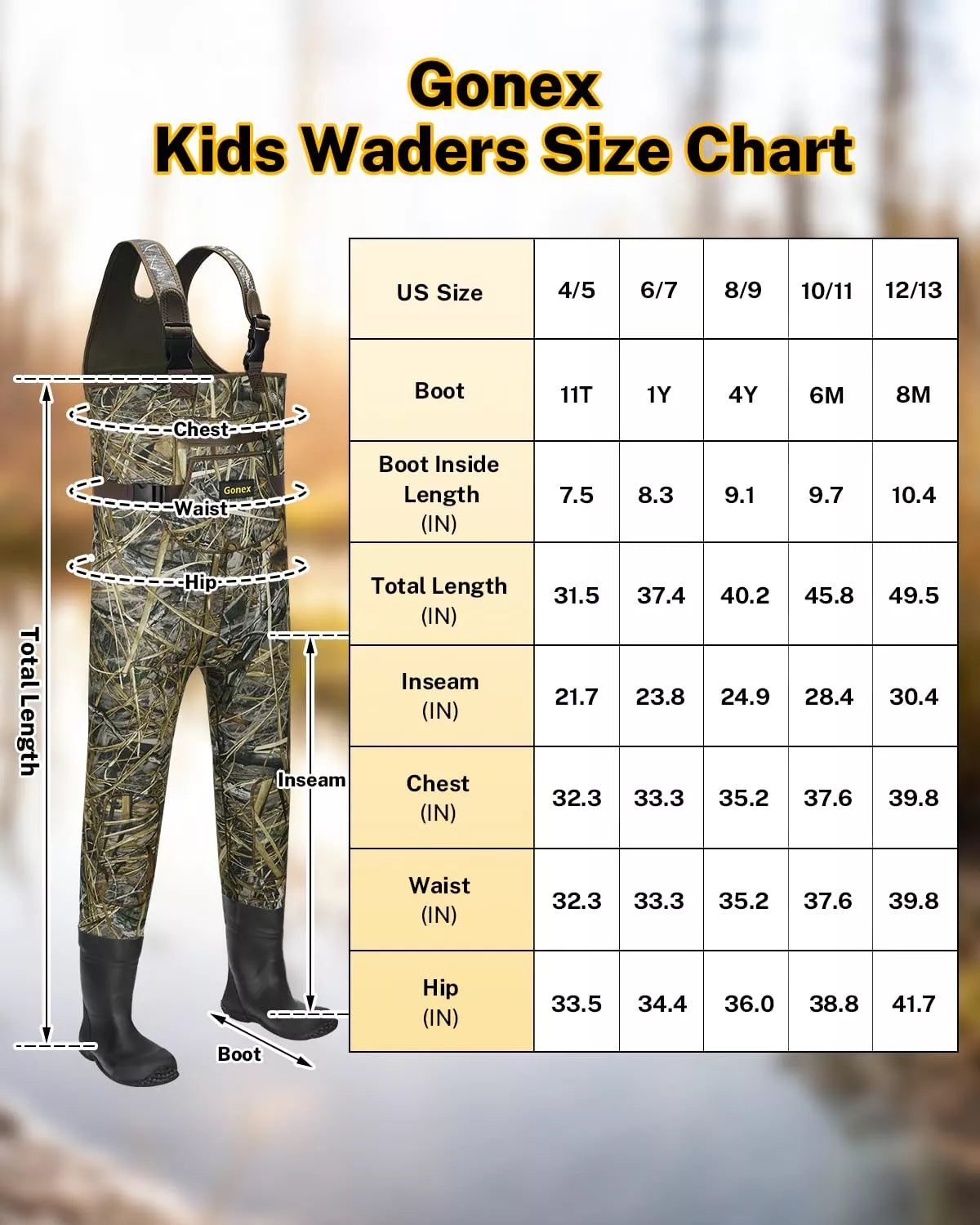 gonex-kids-neoprene-chest-waders-with-boots-4mm-insulated-waterproof-fishing-wad image 4