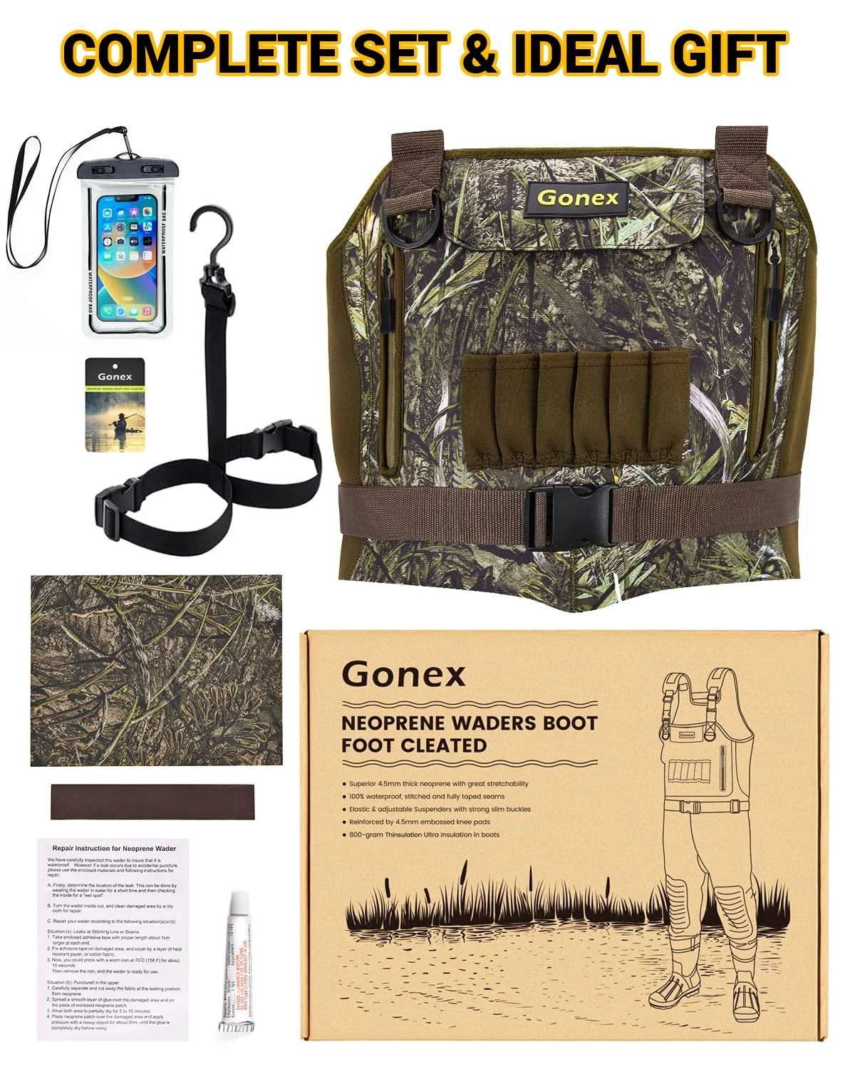 gonex-hunting-chest-waders-with-boots-4-5mm-neoprene-waterproof-waders-with-800g image 8