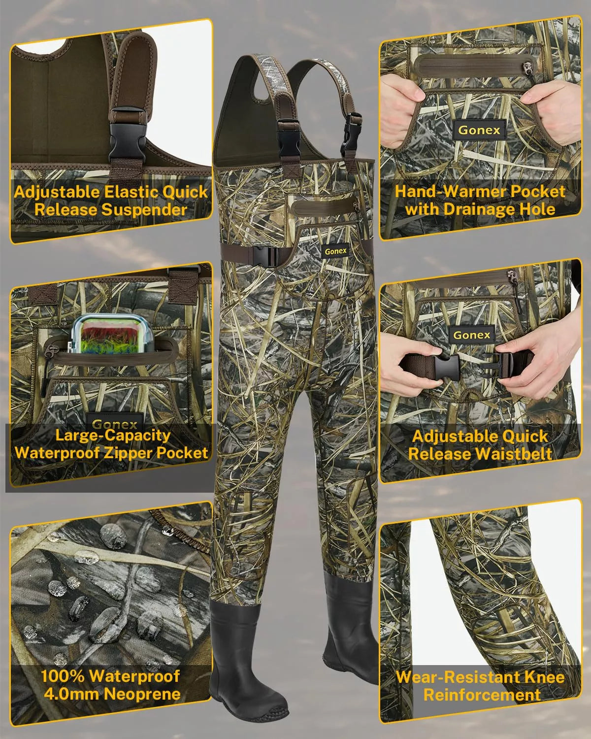 gonex-kids-neoprene-chest-waders-with-boots-4mm-insulated-waterproof-fishing-wad image 2