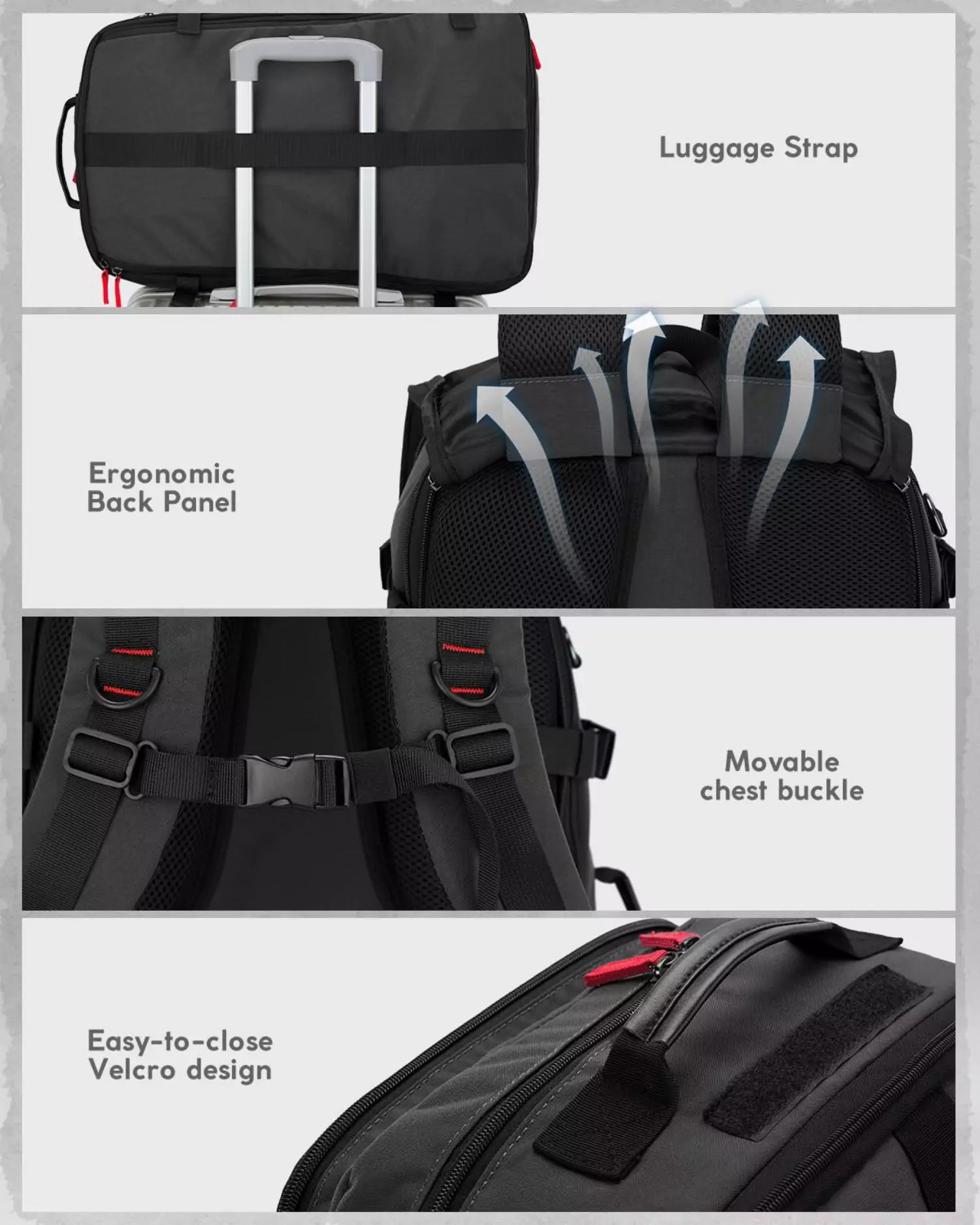 gonex-nylon-carry-on-travel-backpack-45l-ultralight-9-pocket-weekender image 7