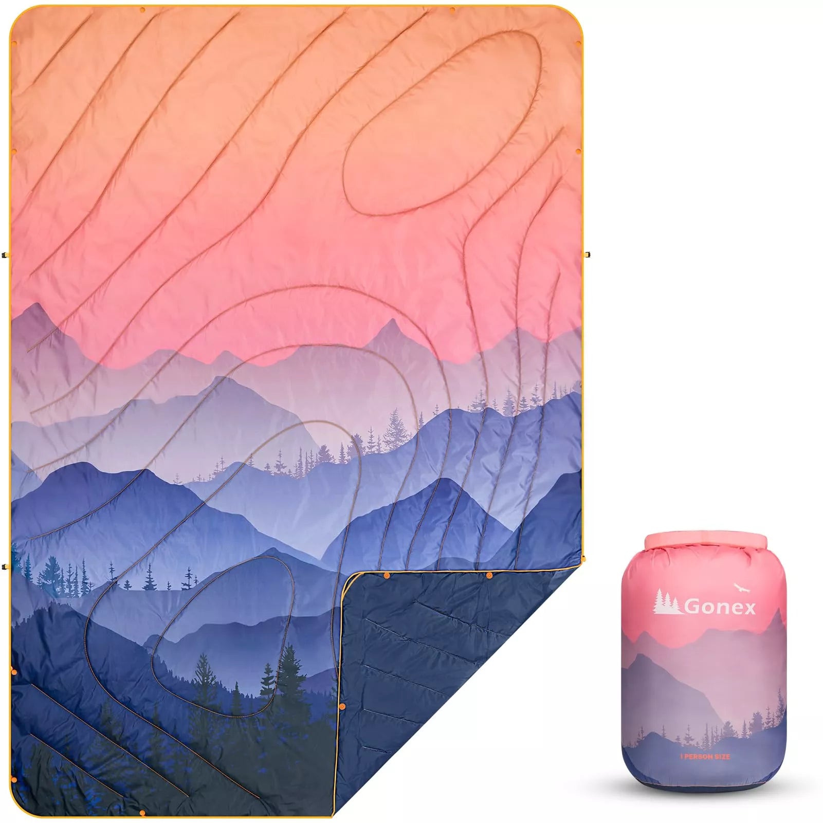 gonex-sunset-puffy-printed-outdoor-camping-blanket-79-x-55-water-repellent-ultra image 1