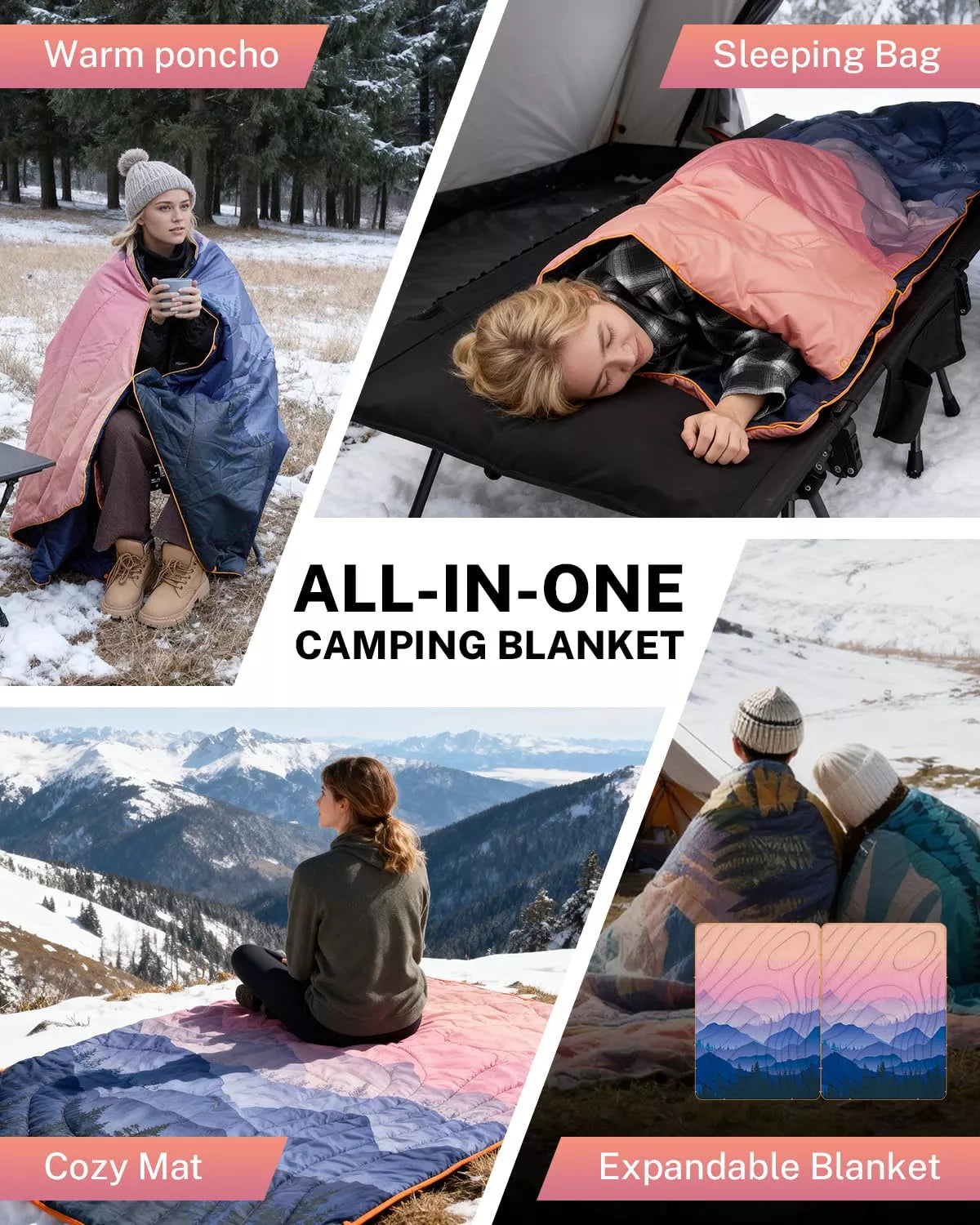 gonex-sunset-puffy-printed-outdoor-camping-blanket-79-x-55-water-repellent-ultra image 5
