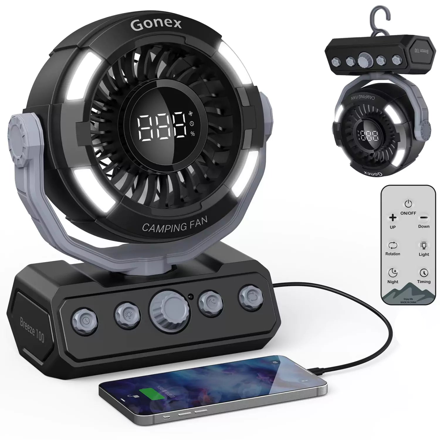 gonex-portable-camping-fan-for-tent-20-000mah-rechargeable-battery-fan-with-powe image 1