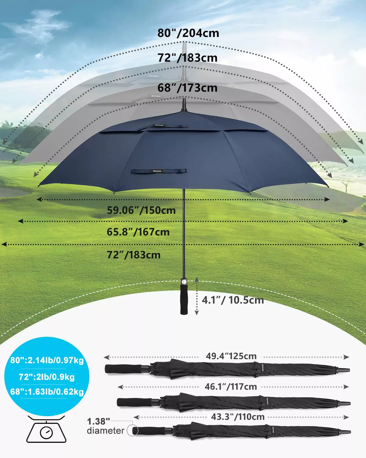 gonex-80-inch-extra-large-golf-umbrella-vented-canopy-with-upf-50-uv-protection- image 2