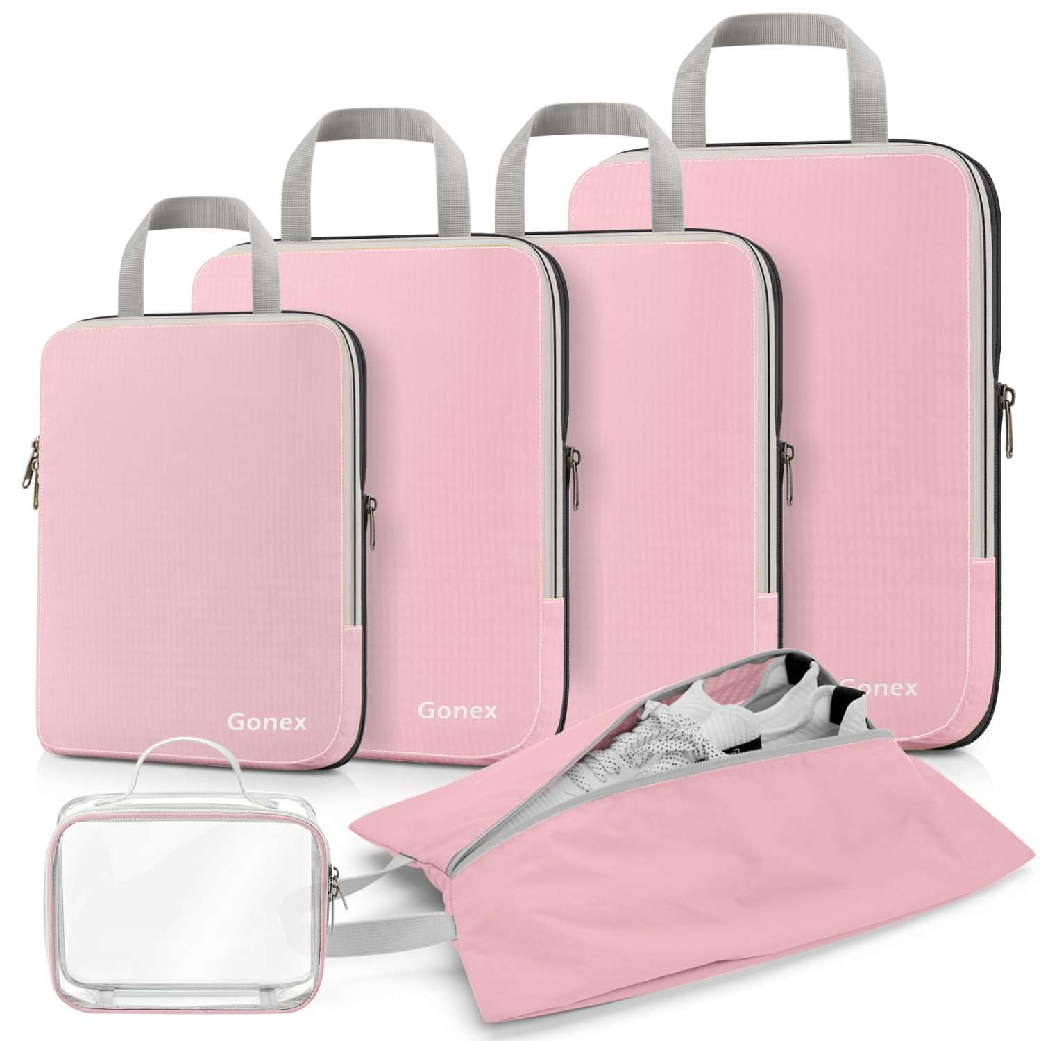 gonex-compression-packing-cubes-6-piece-set-with-tsa-approved-clear-toiletry-bag image 3