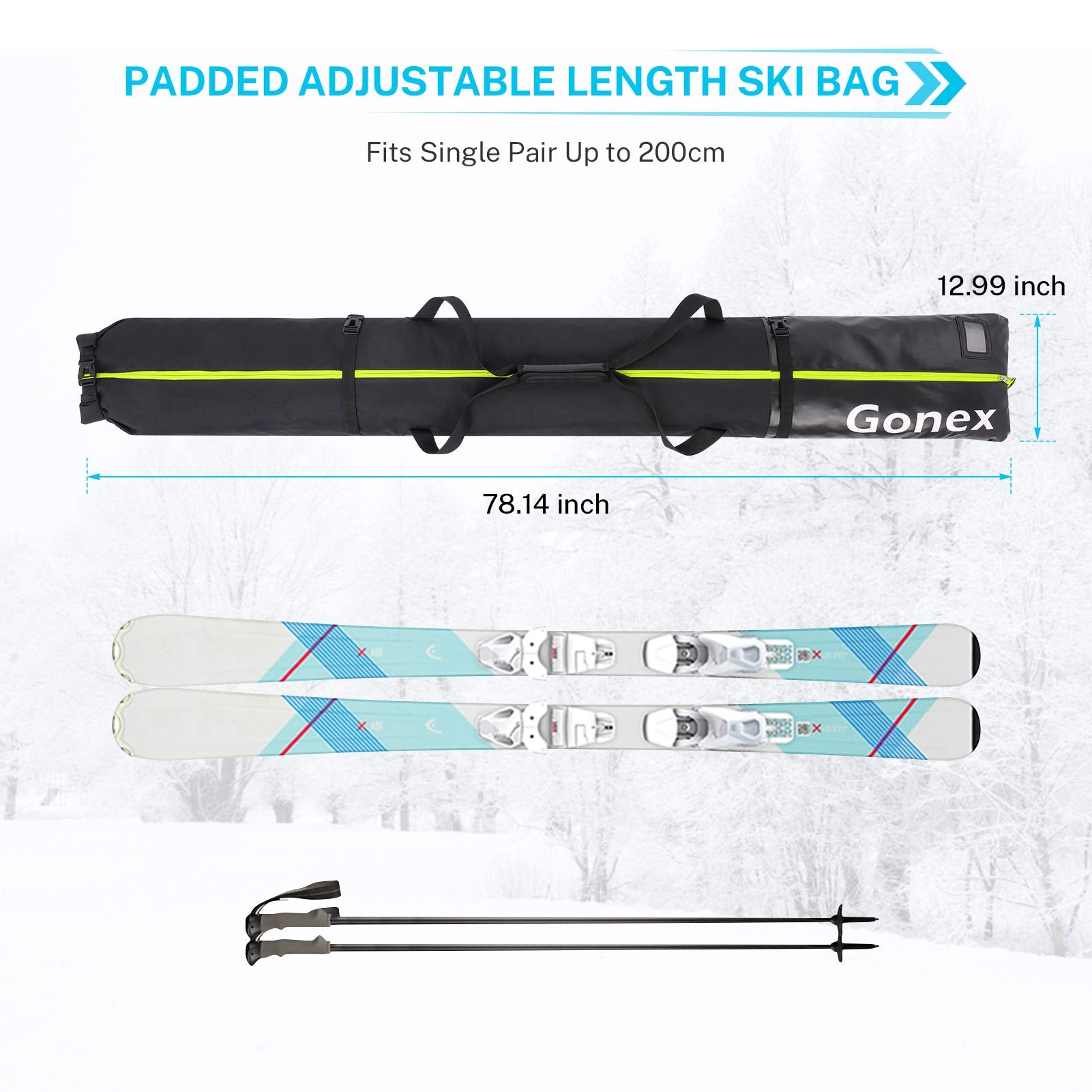 gonex-padded-ski-bag-and-boot-bag-combo-adjustable-ski-bag-up-to-200cm-water-res image 3