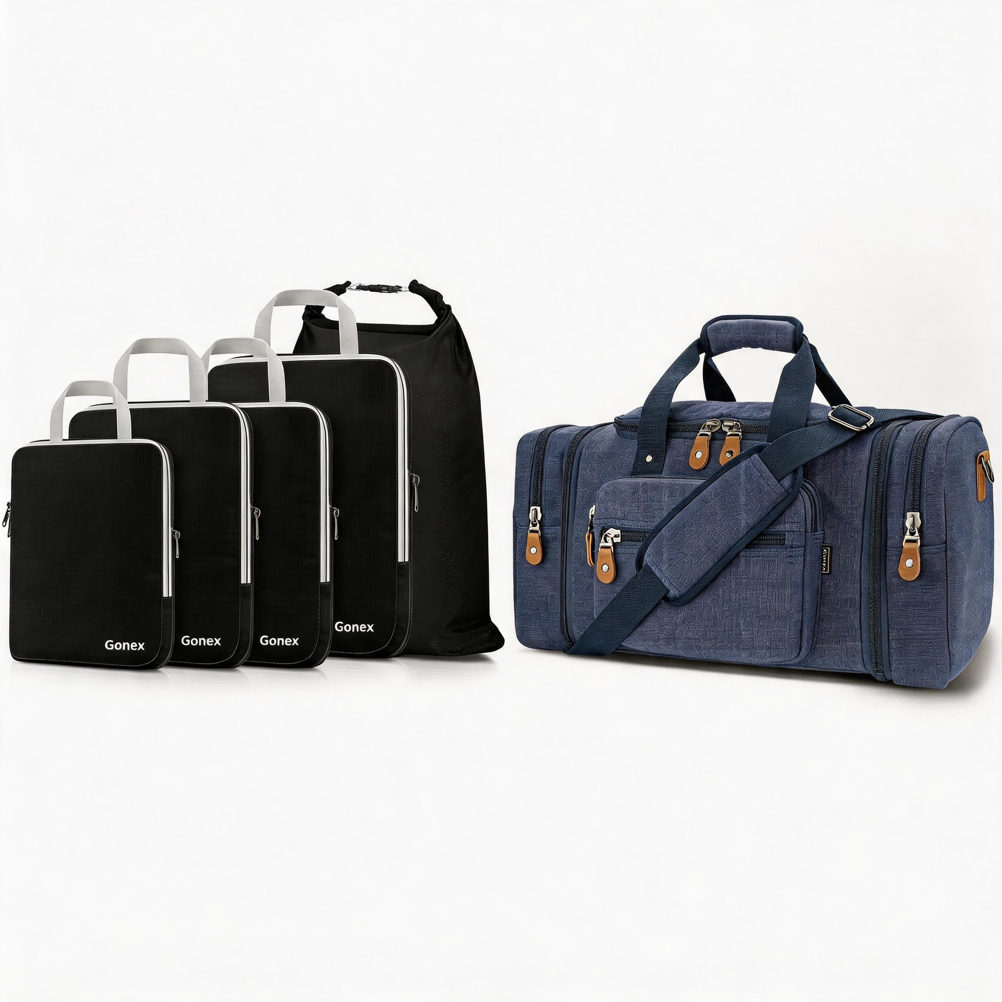 gonex-business-travel-2-piece-set-50l-canvas-duffle-bag-with-5-piece-compression image 3