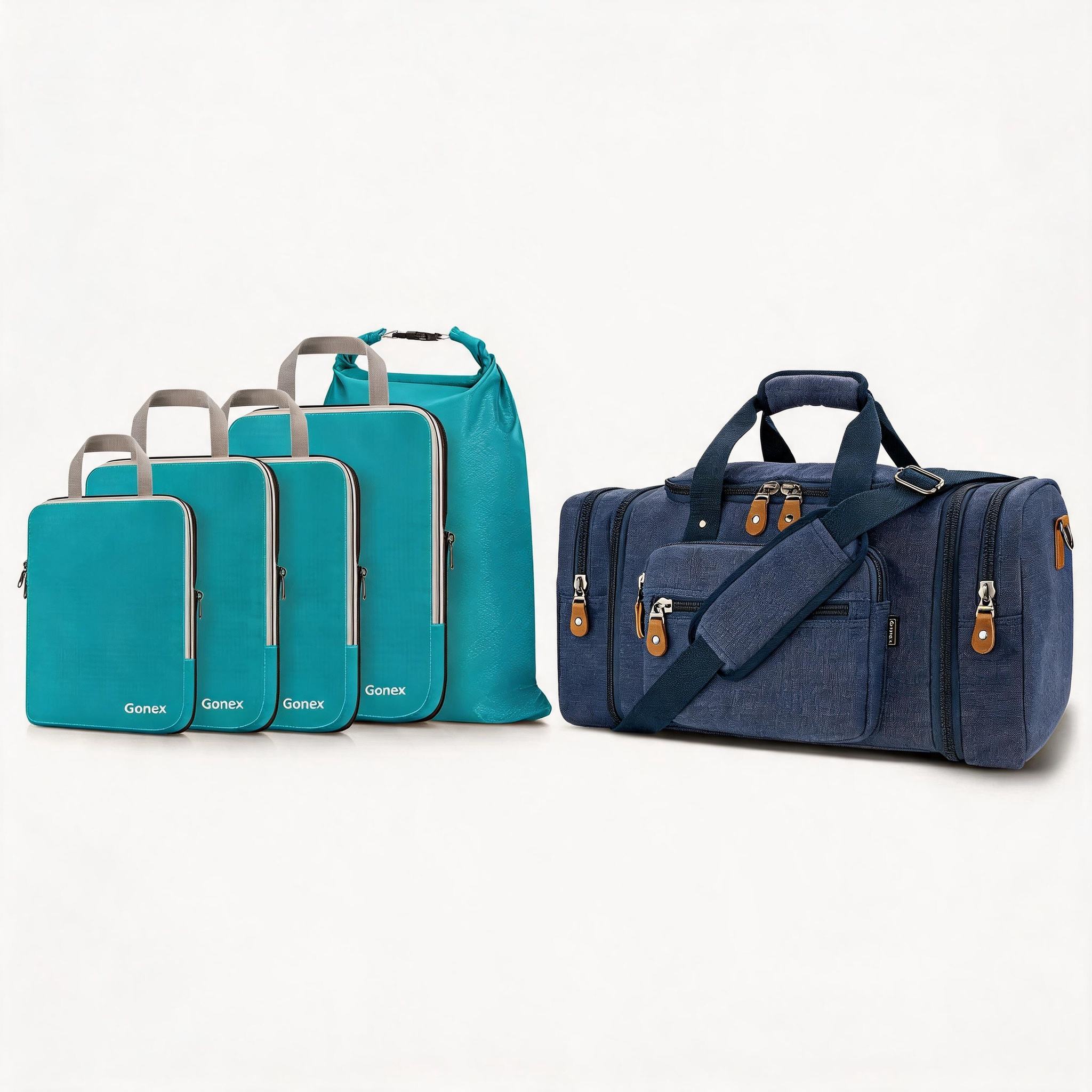 gonex-business-travel-2-piece-set-50l-canvas-duffle-bag-with-5-piece-compression image 4