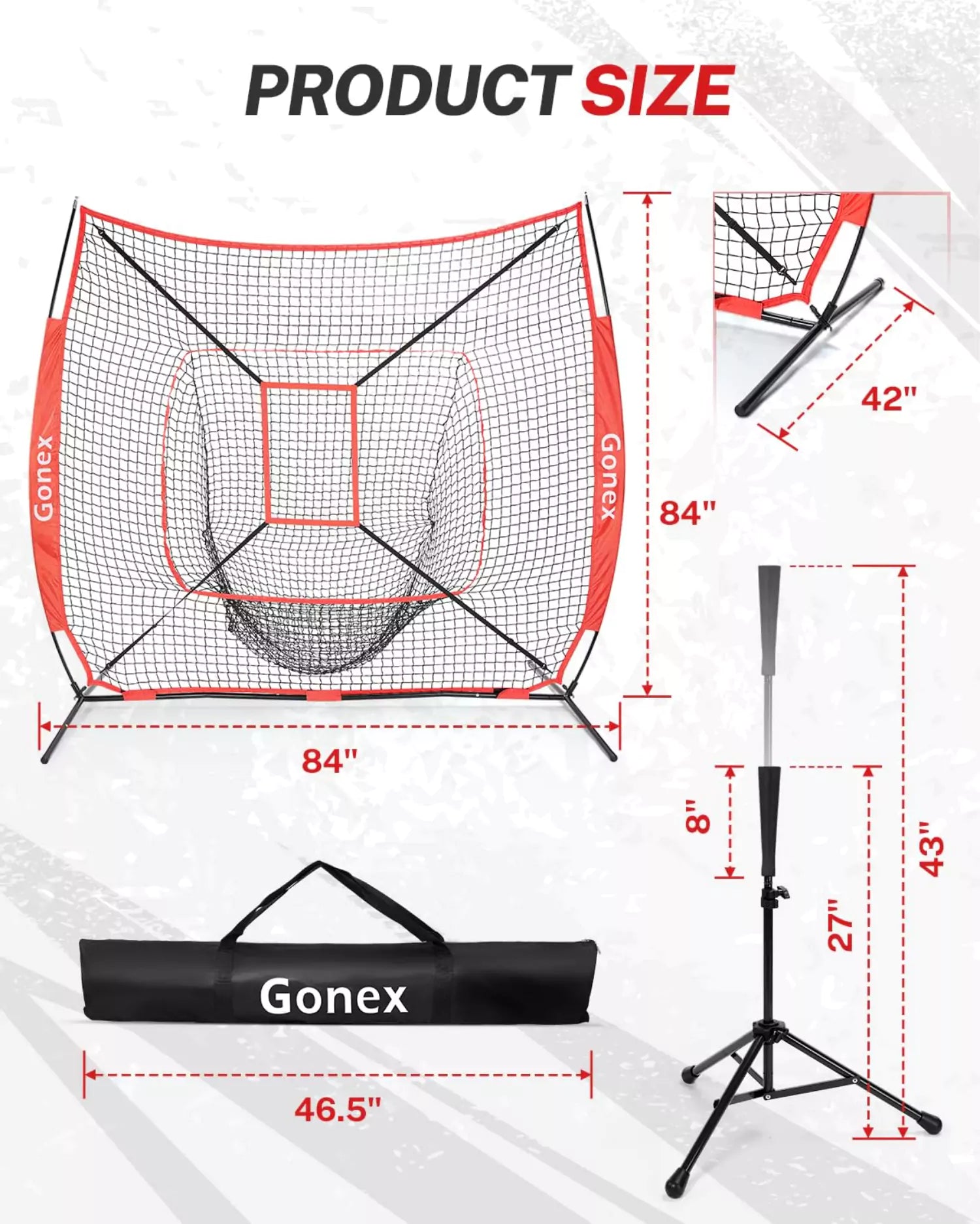 gonex-baseball-practice-hitting-net-and-tee-7-x-7-tool-free-setup-adjustable-tra image 6