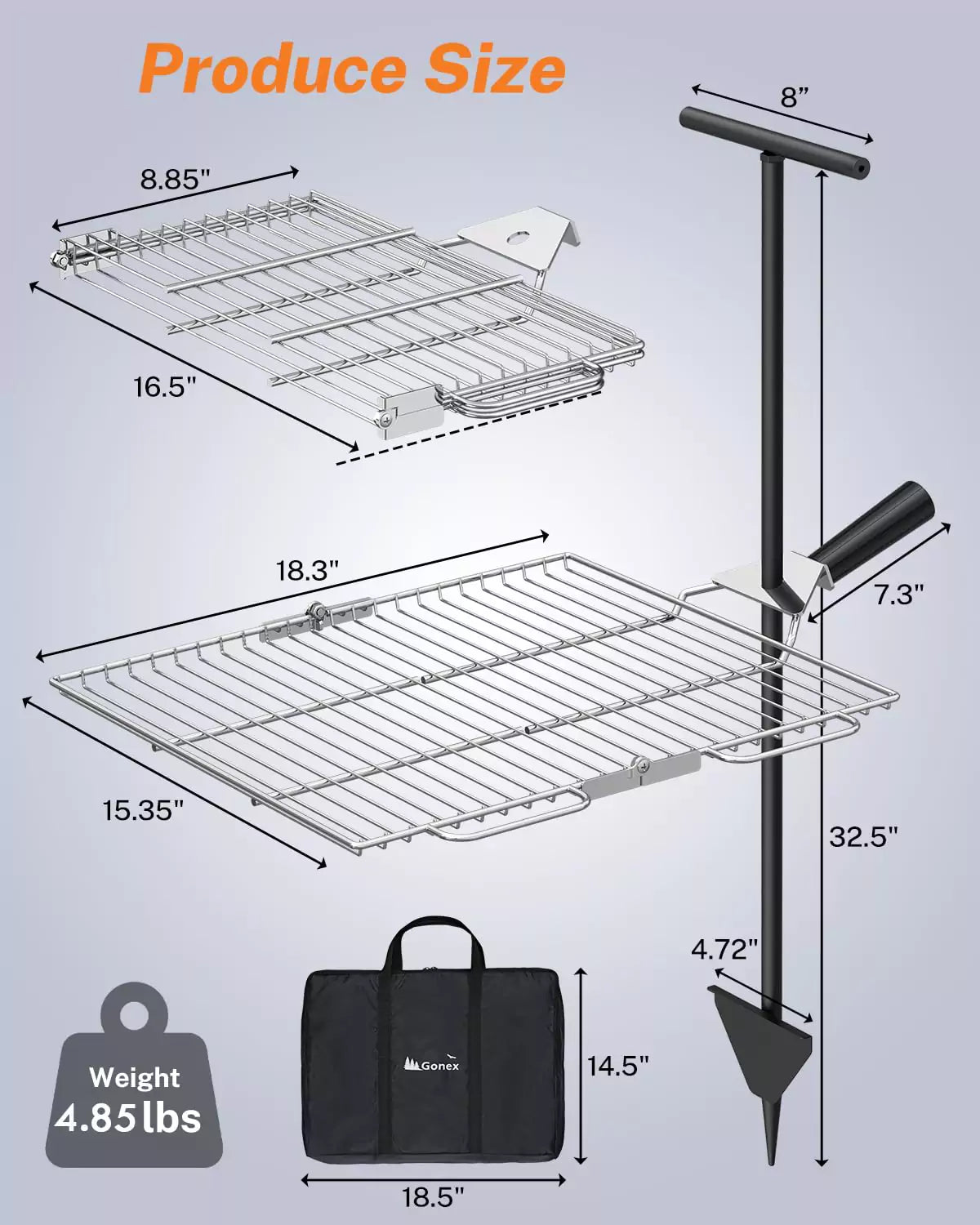 gonex-portable-folding-swivel-campfire-grill-grate-stainless-steel-15-35-18-3-wi image 3