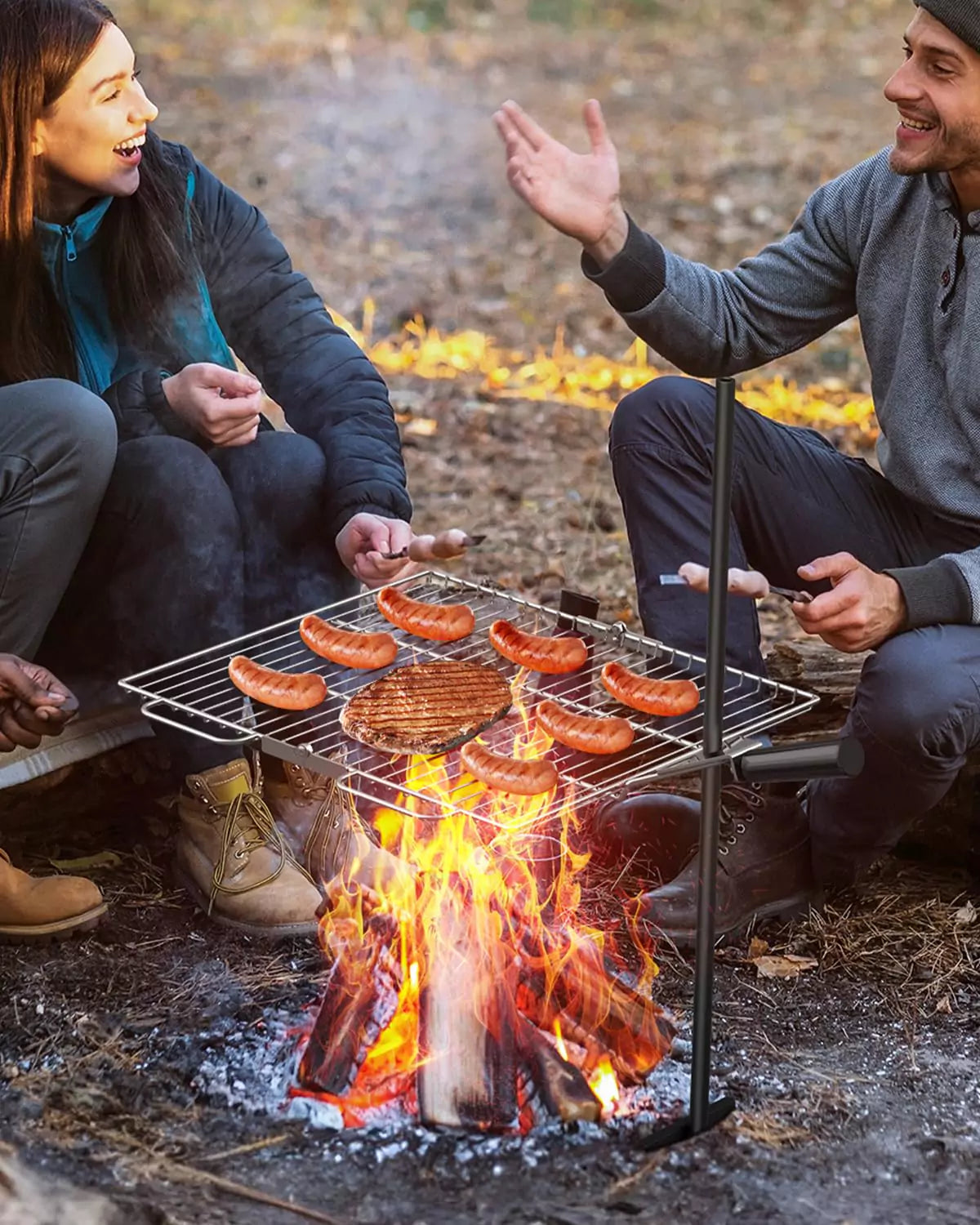 gonex-portable-folding-swivel-campfire-grill-grate-stainless-steel-15-35-18-3-wi image 2
