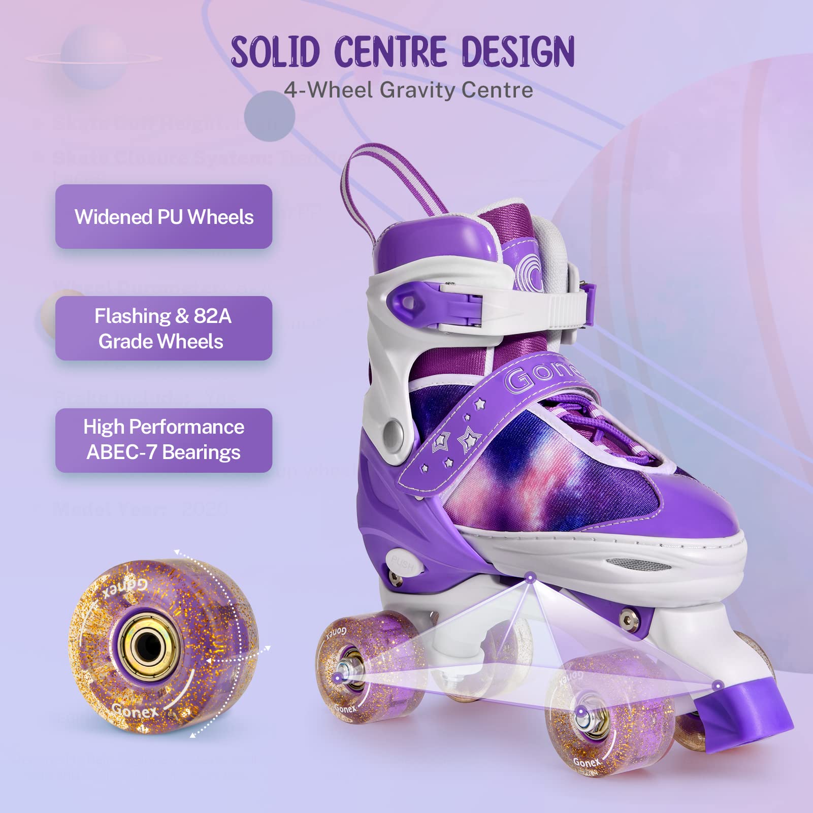 gonex-adjustable-kids-roller-skates-light-up-led-wheels-push-button-size-s-m-l image 3