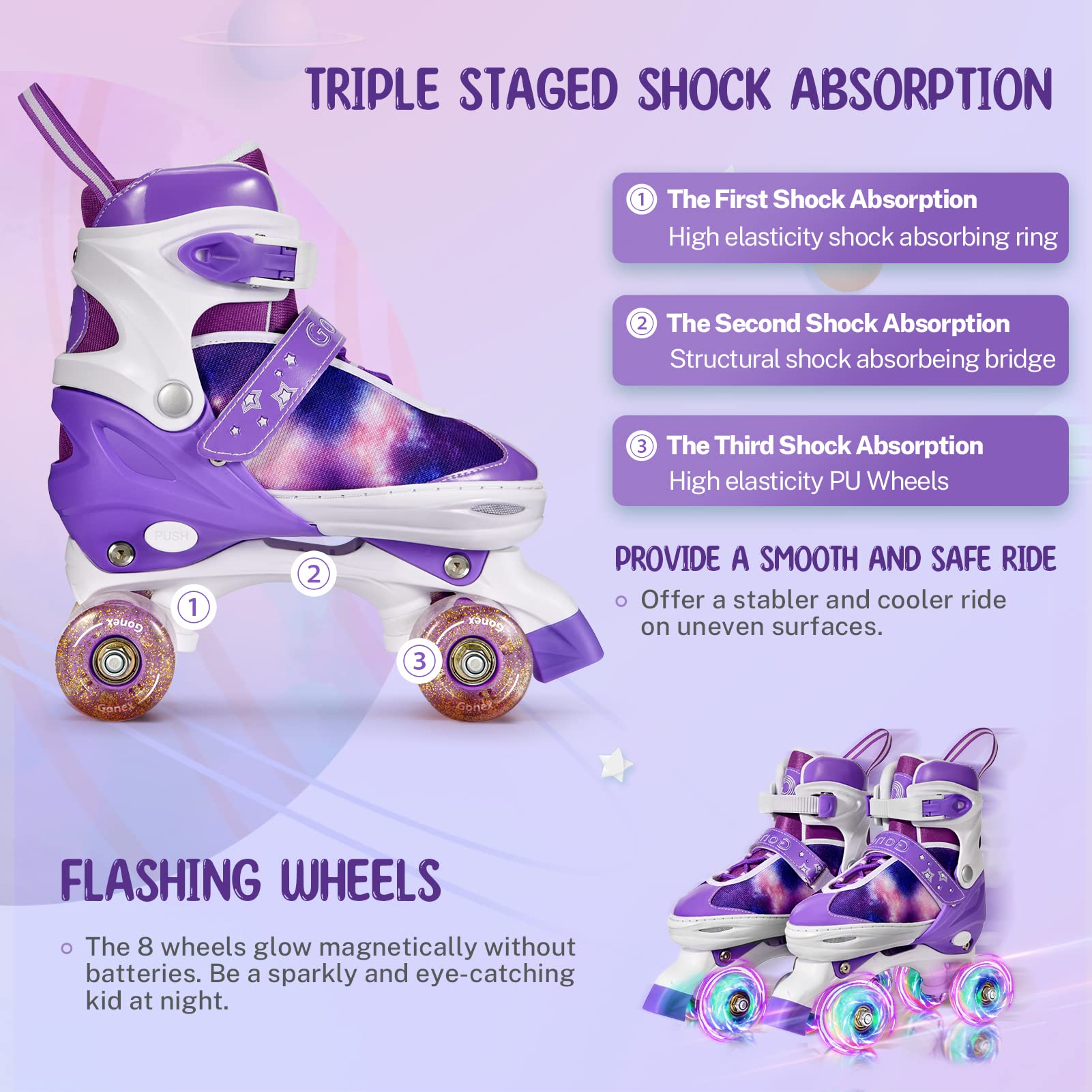 gonex-adjustable-kids-roller-skates-light-up-led-wheels-push-button-size-s-m-l image 4