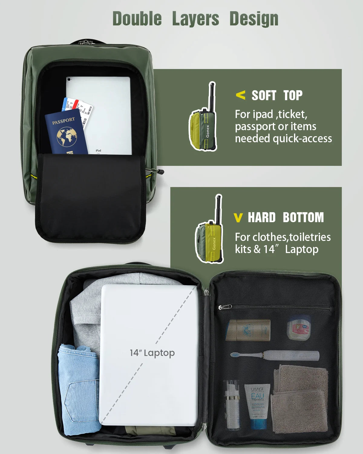 gonex-16-inch-rolling-duffle-bag-30l-waterproof-1200d-wheeled-travel-bag-with-yk image 5