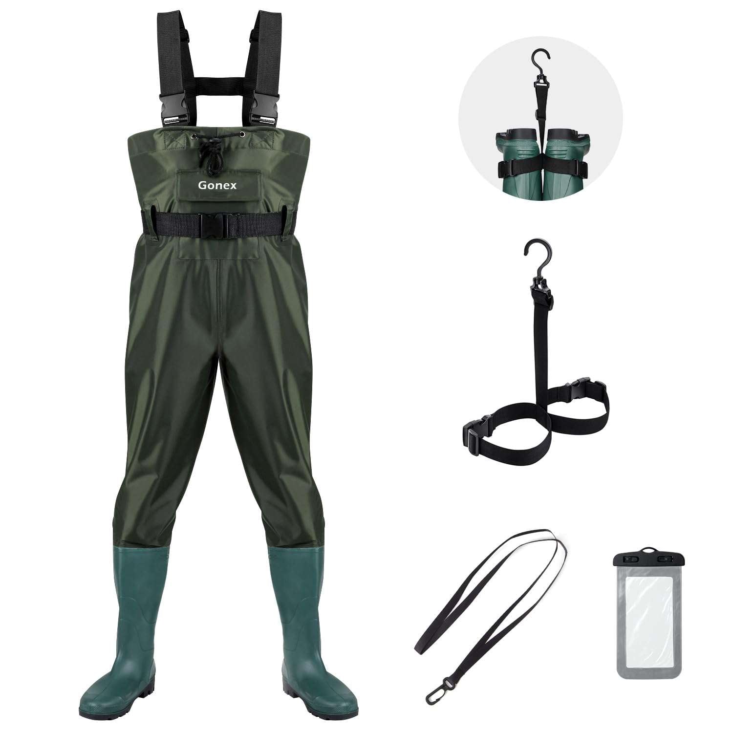 gonex-chest-waders-sizes-9-14-lightweight-70d-nylon-pvc-waterproof-fishing-wader image 7