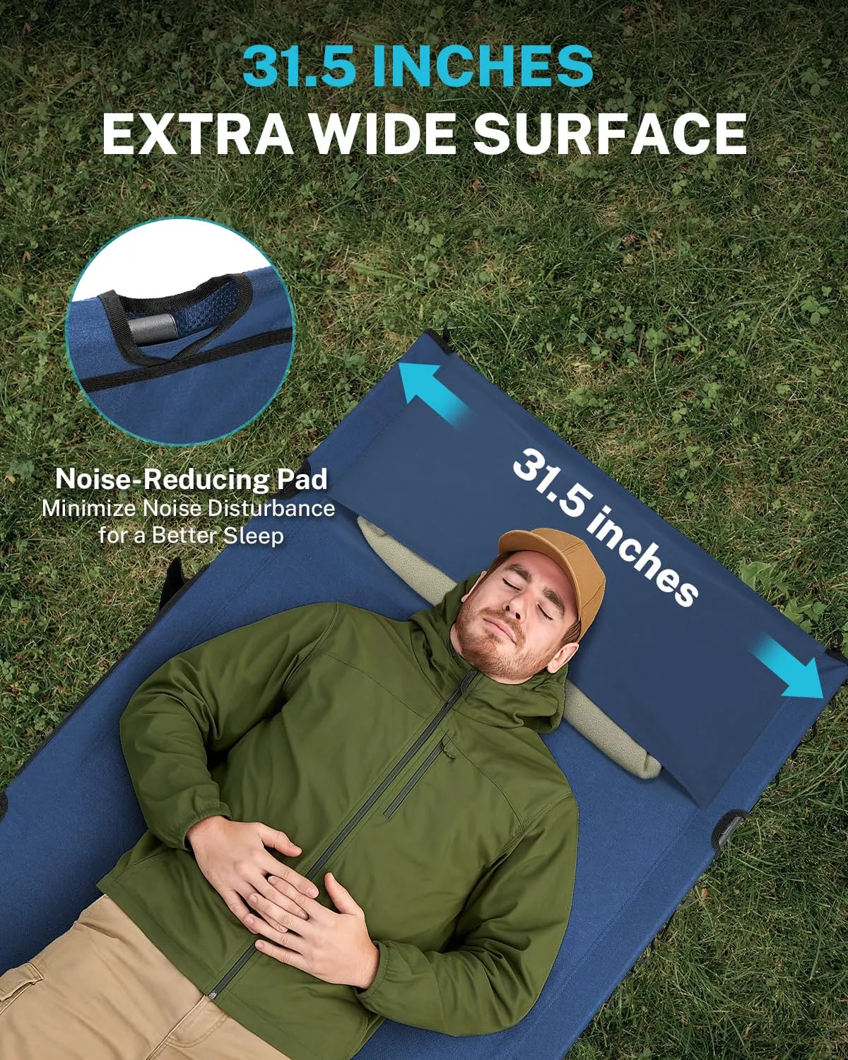 gonex-31-5-extra-wide-camping-cot-with-short-leg-7075-aluminum-350-lbs-capacity image 4
