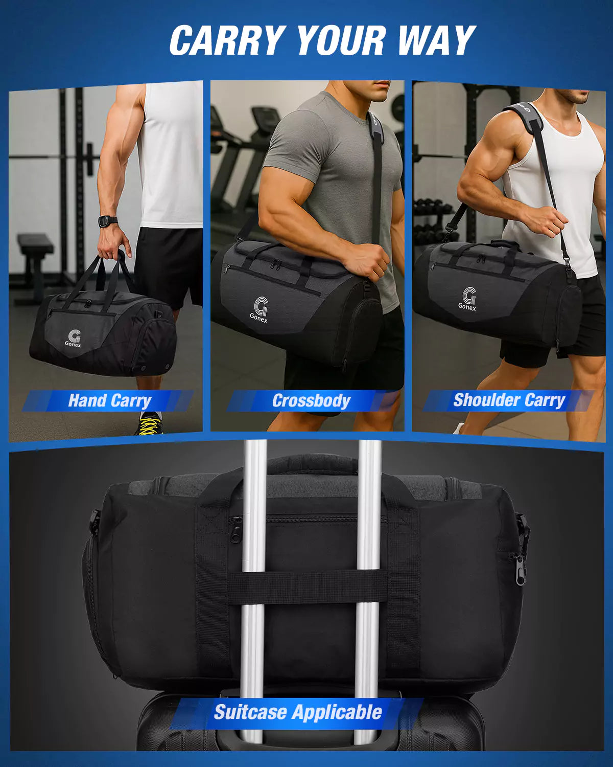 gonex-30l-sports-gym-duffle-bag-water-resistant-with-ventilated-shoe-compartment image 5