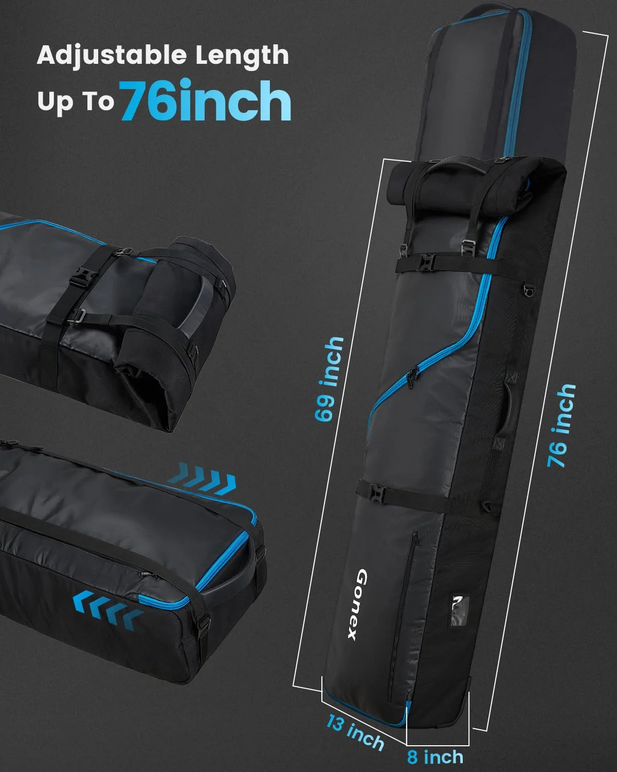 gonex-snowboard-bag-with-wheels-padded-wheeled-board-bag-adjustable-175-190cm-12 image 4