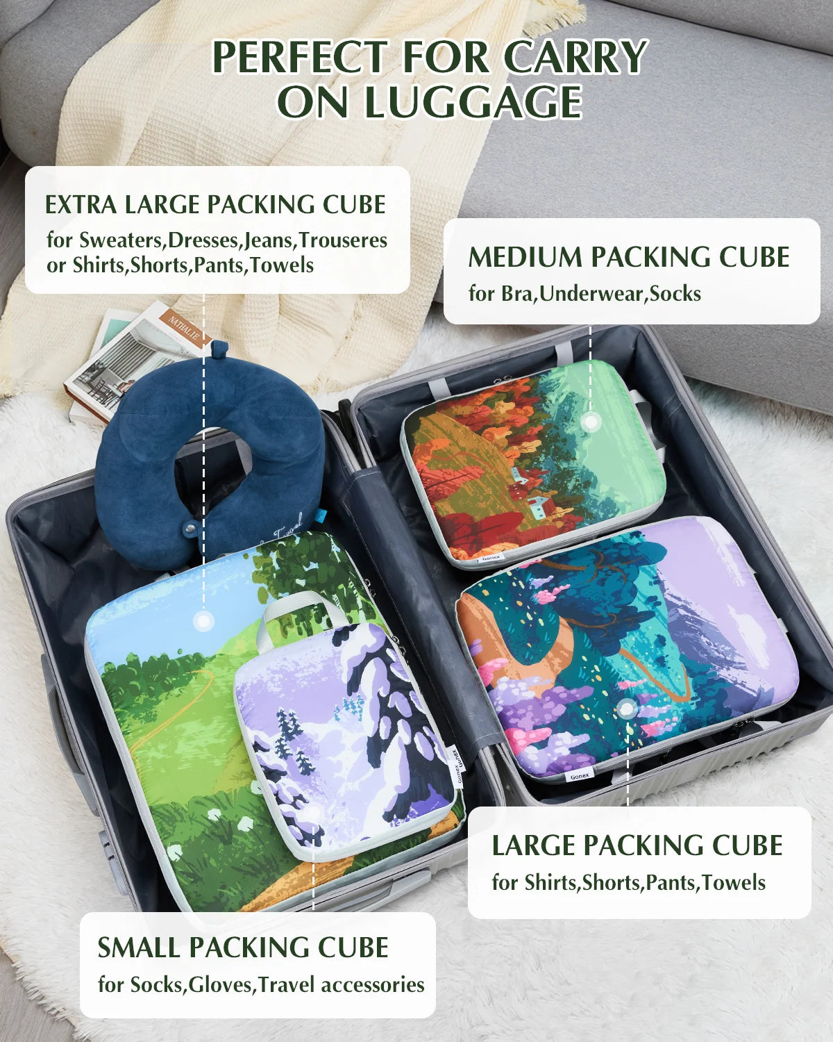 gonex-oil-painting-compression-packing-cubes-space-saving-zipper-set-water-repel image 4