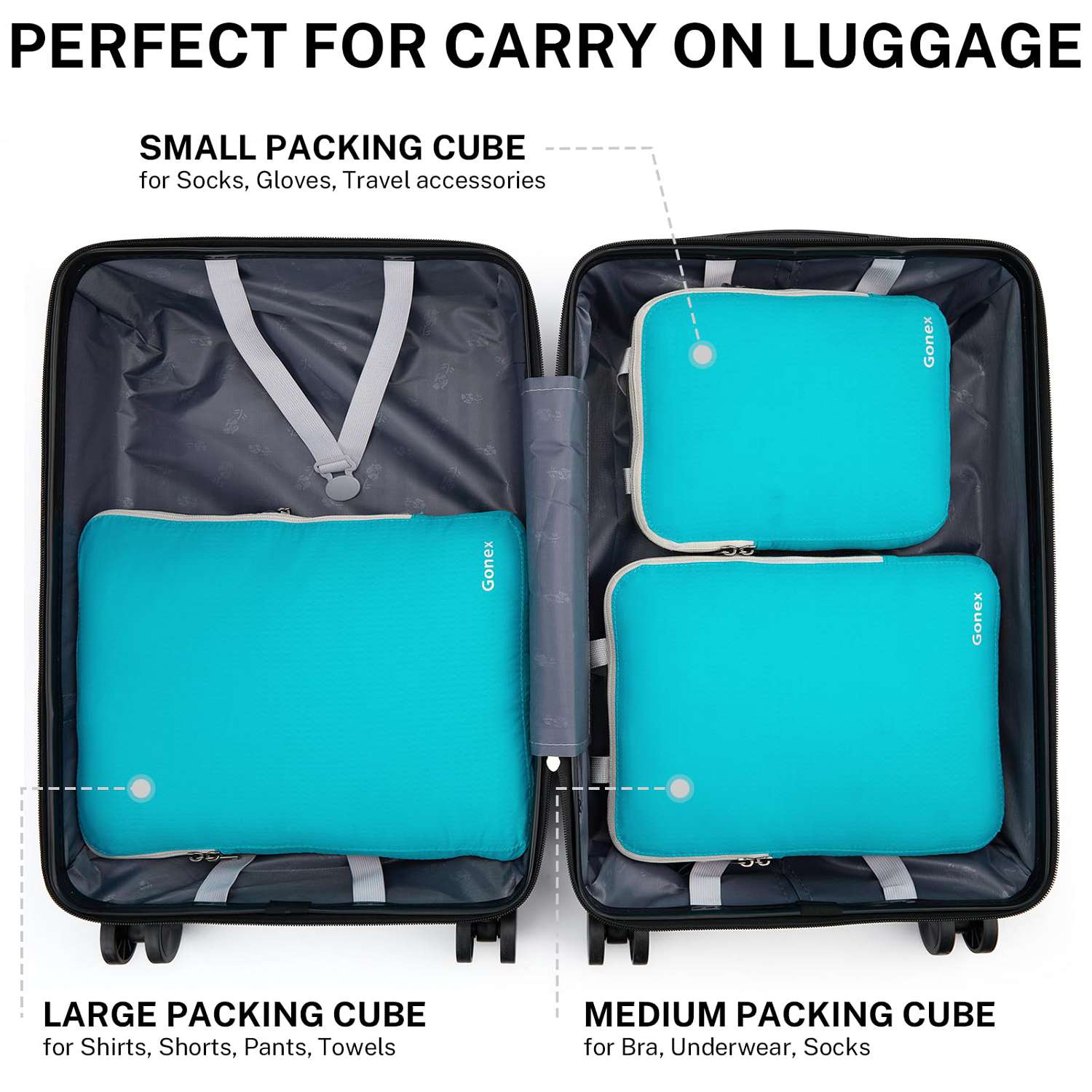 gonex-extensible-packing-cubes-3-piece-set-water-resistant-ripstop-nylon-expanda image 4