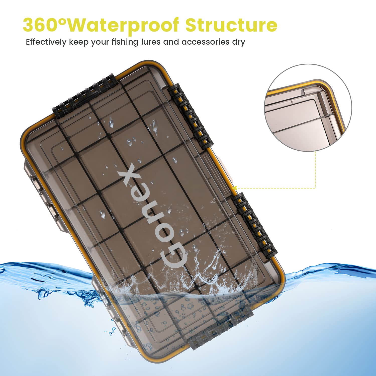 gonex-3700-waterproof-tackle-boxes-sealed-lid-fishing-lure-storage-with-cam-acti image 4
