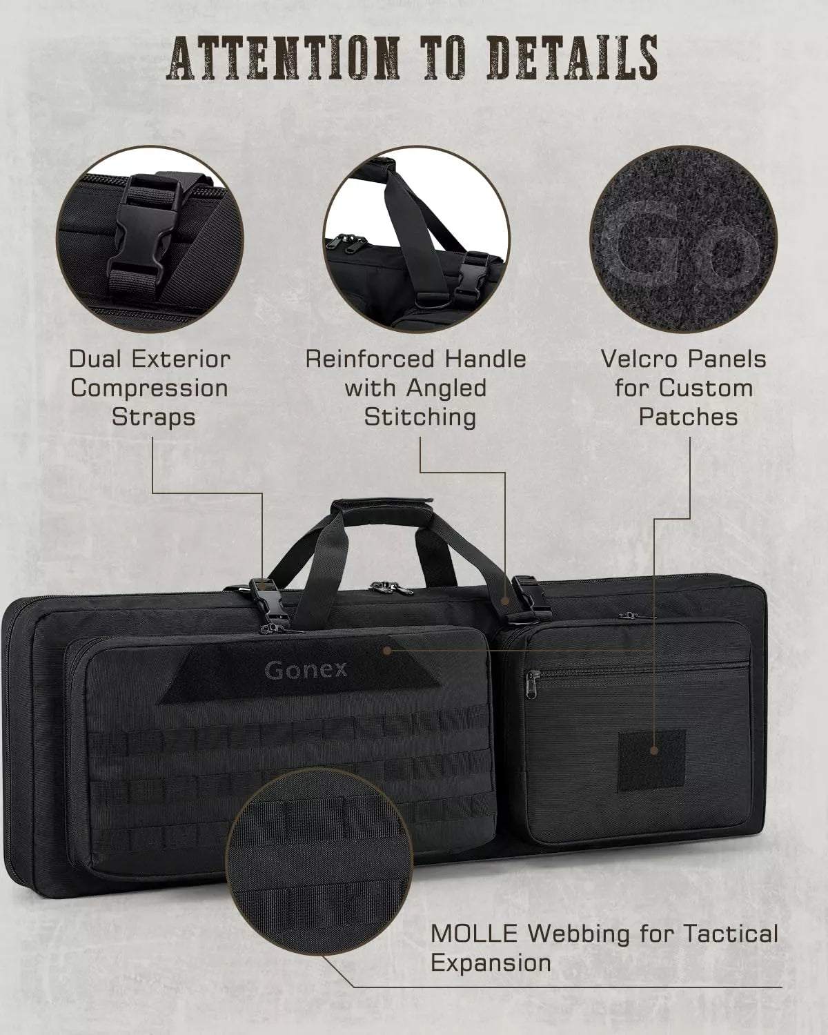 gonex-36-double-tactical-rifle-case-padded-dual-firearm-soft-gun-bag-with-divide image 6